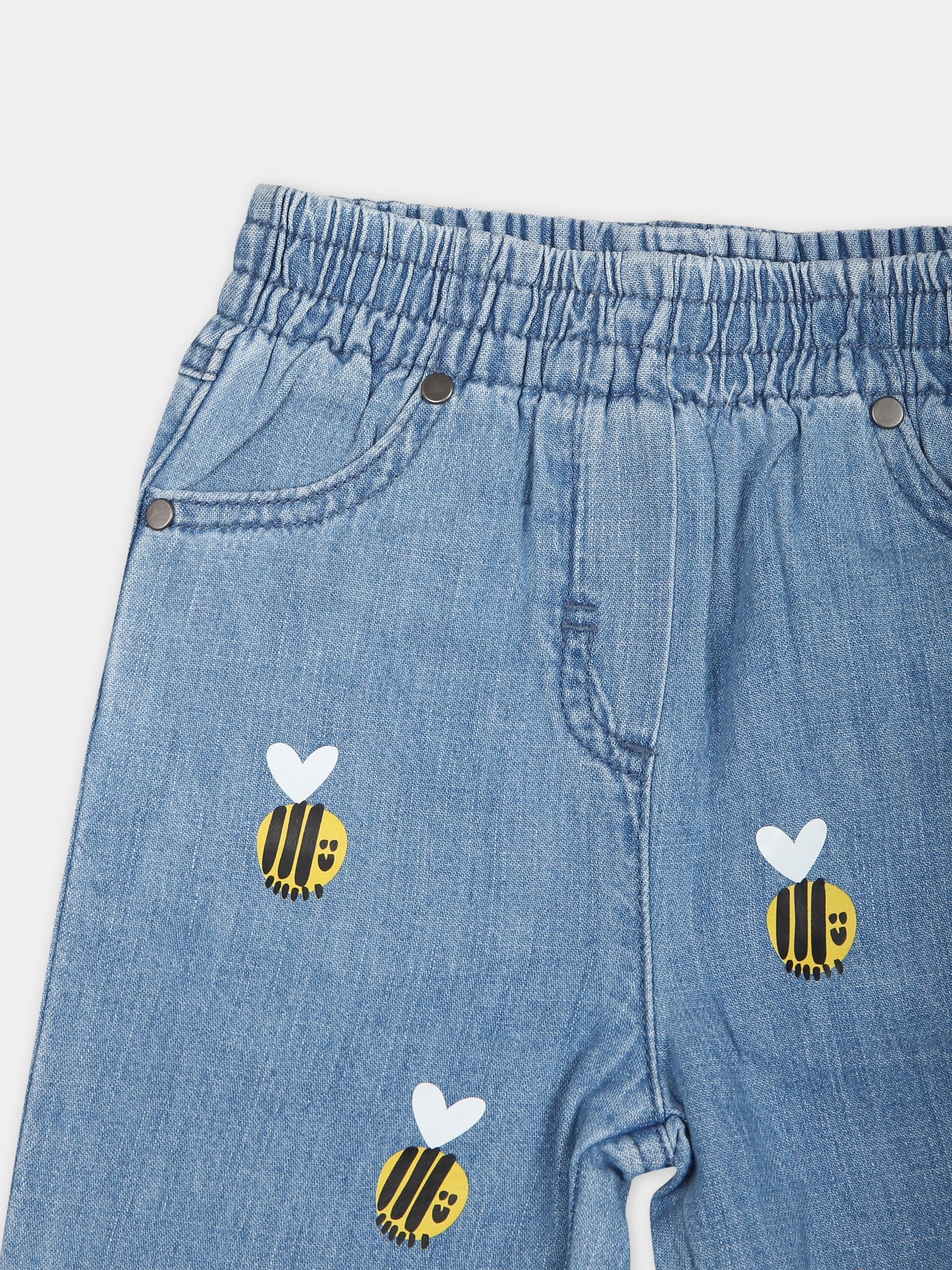 Jeans blu per neonata con api,Stella Mccartney Kids,TU6150 Z1791 601MC