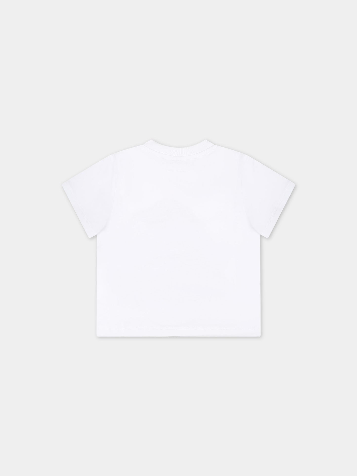 T-shirt bianca per neonato con stampa squalo,Stella Mccartney Kids,TU8671 Z0434 101