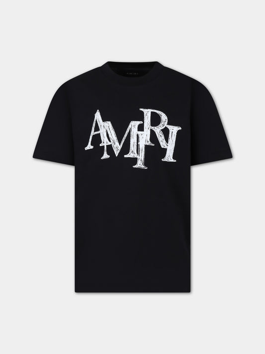 T-shirt nera per bambini con logo,Amiri,PS24KJL029 001