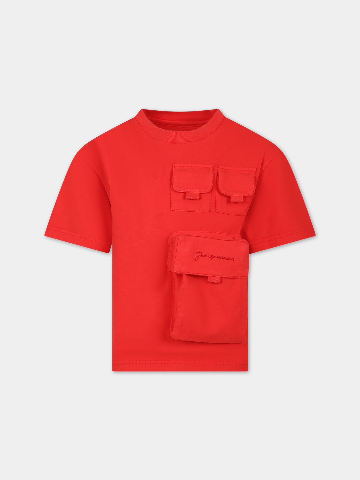 T-shirt 'Bolso' rossa per bambini con tasche,Jacquemus,Q00009 97E