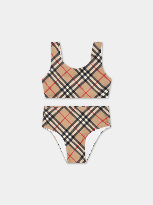 Bikini beige per neonata con check vintage,Burberry Kids,8081448 A7028