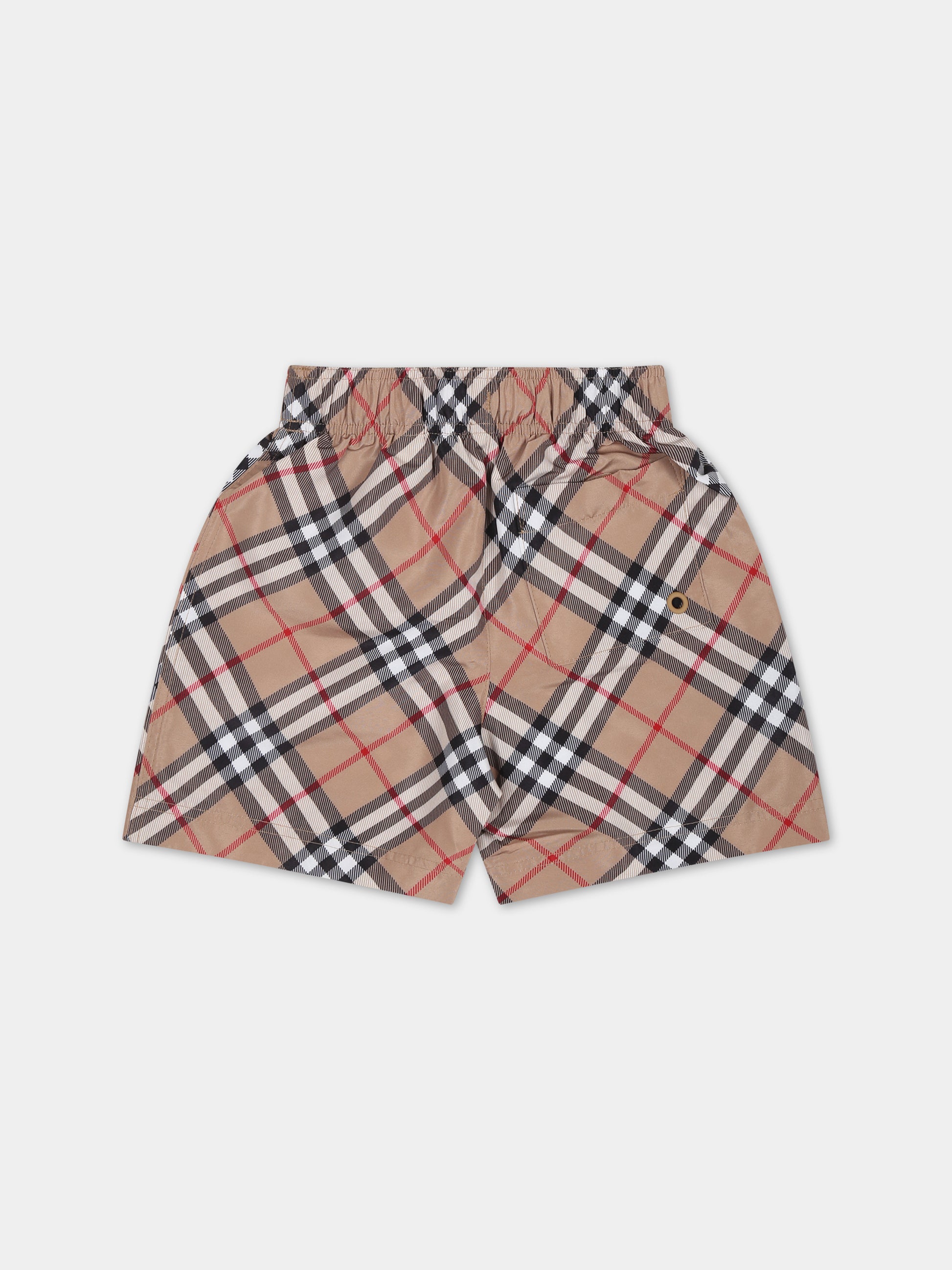 Boxer mare beige per neonato con check vintage,Burberry Kids,8078772 A7028