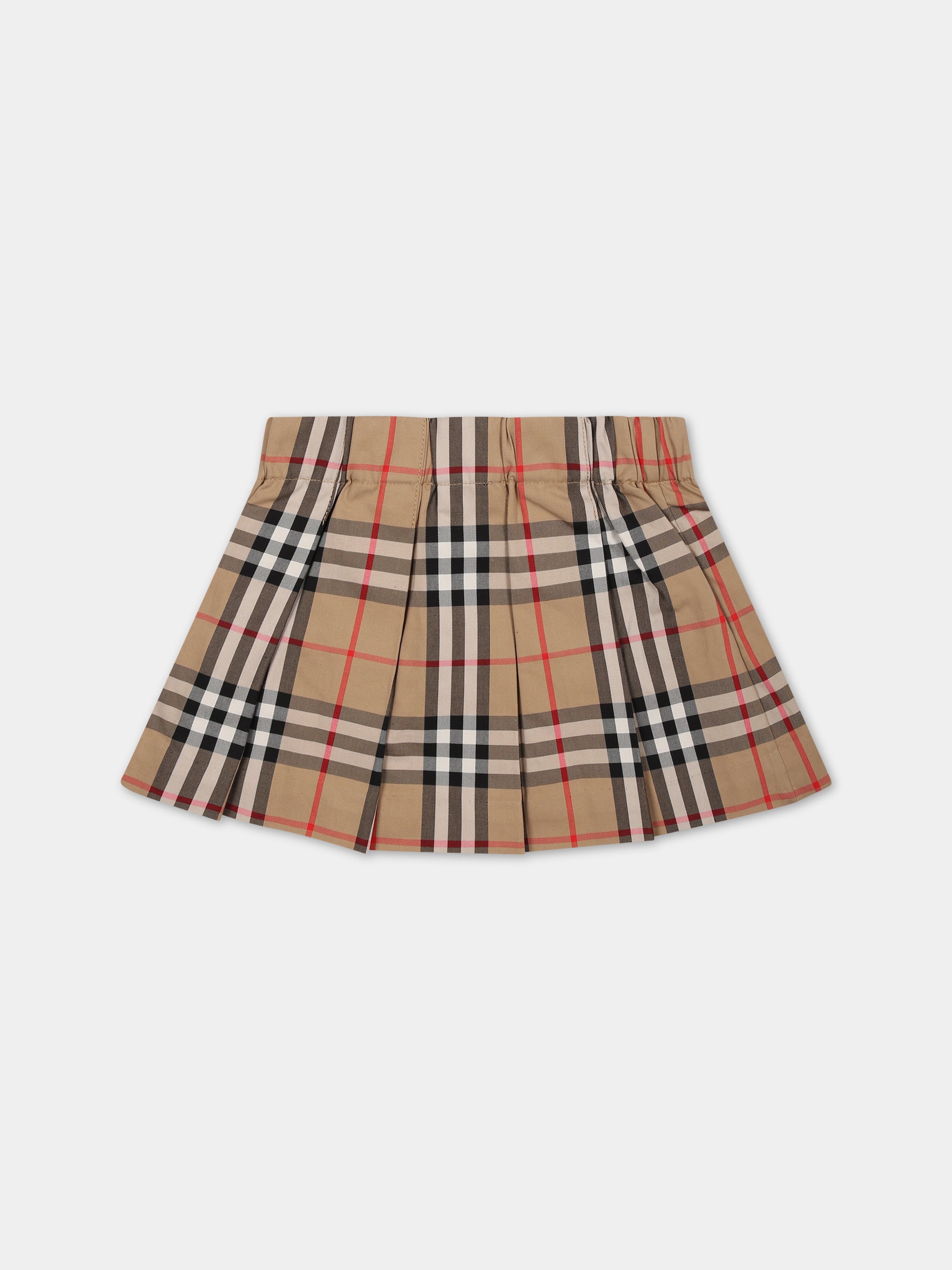 Gonna beige per neonata con iconico check vintage all-over,Burberry Kids,8078400 A7028