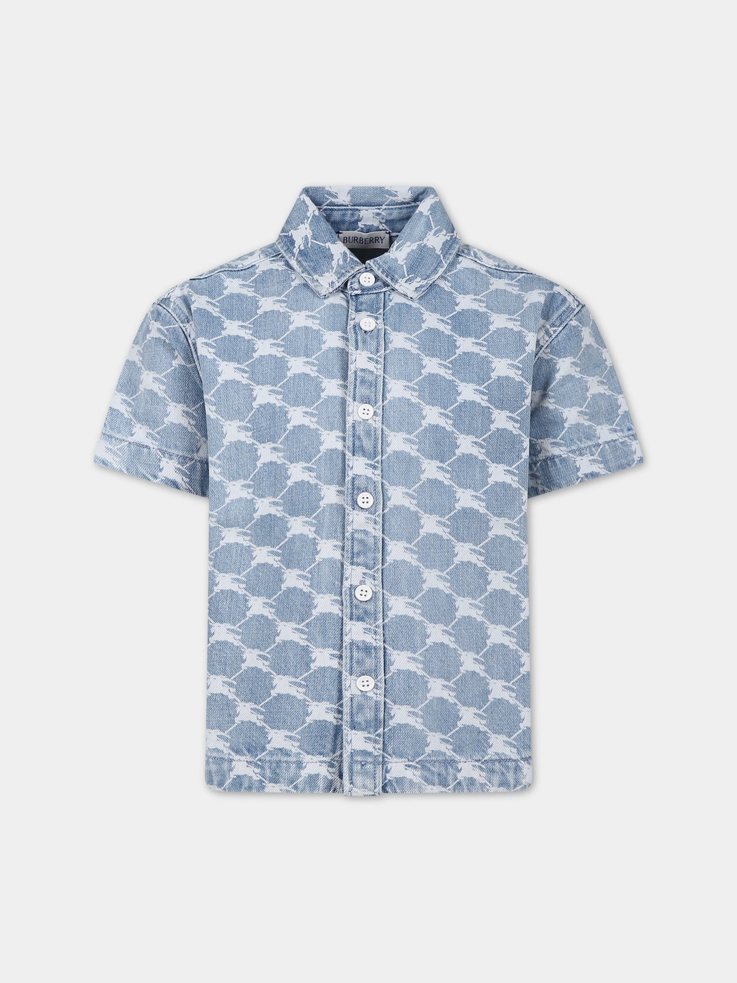 Camicia in denim per bambino con iconico logo all-over,Burberry Kids,8073013 A1141
