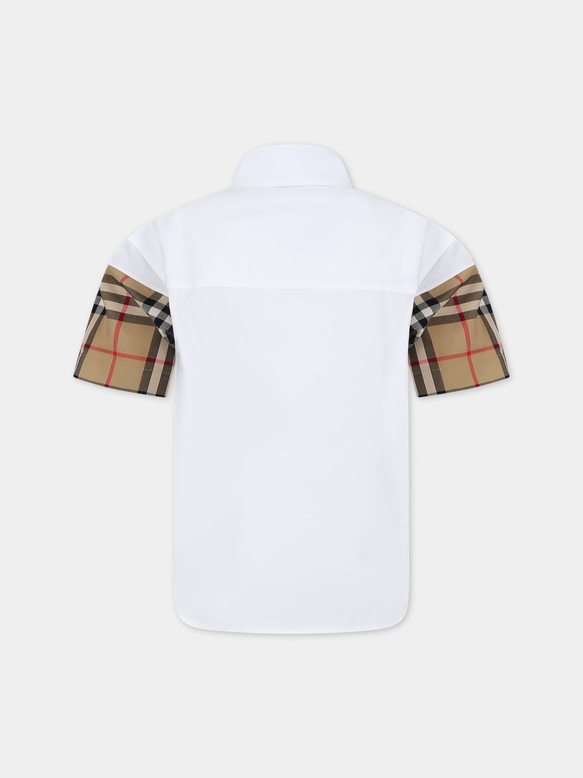 Camicia bianca per bambino con iconico check vintage,Burberry Kids,8073366 A1464