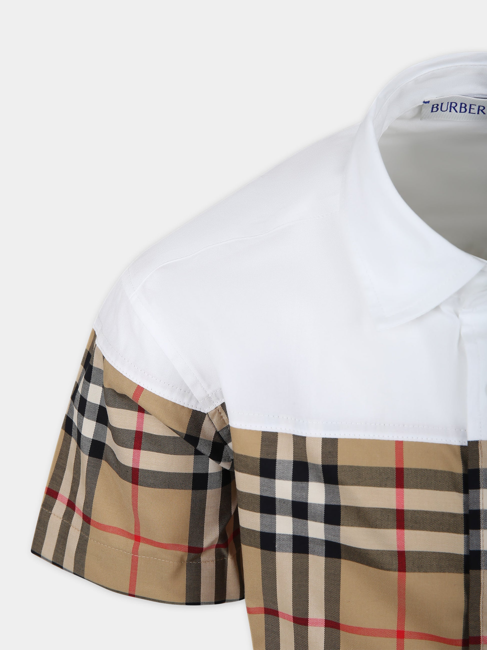 Camicia bianca per bambino con iconico check vintage,Burberry Kids,8073366 A1464