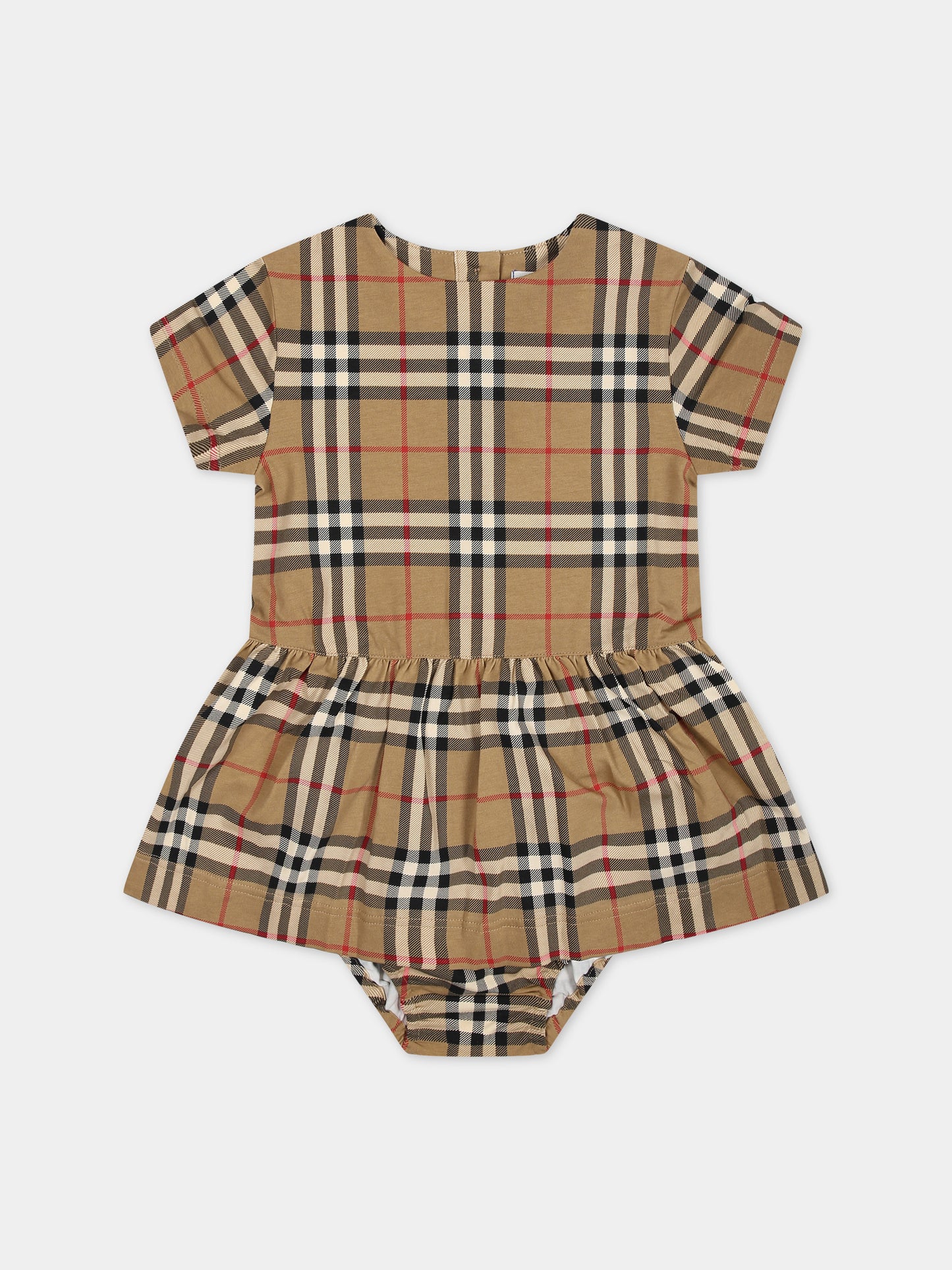Vestito beige per neonata con iconico check vintage all-over,Burberry Kids,8076367 A7028