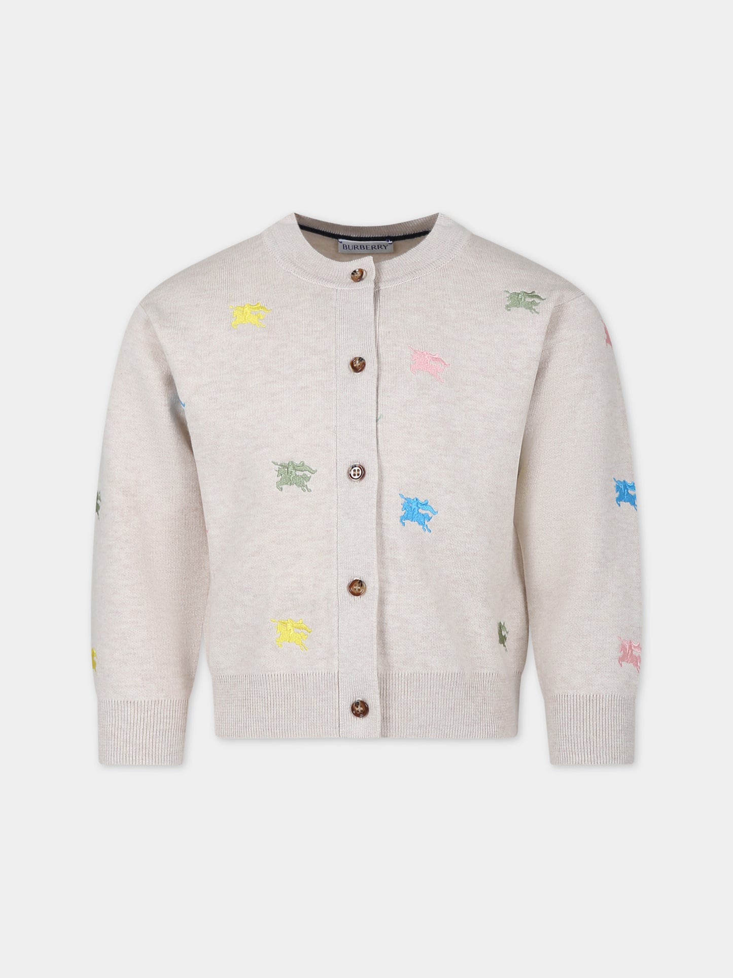 Cardigan avorio per bambina con cavaliere equestre,Burberry Kids,8081949 A4802