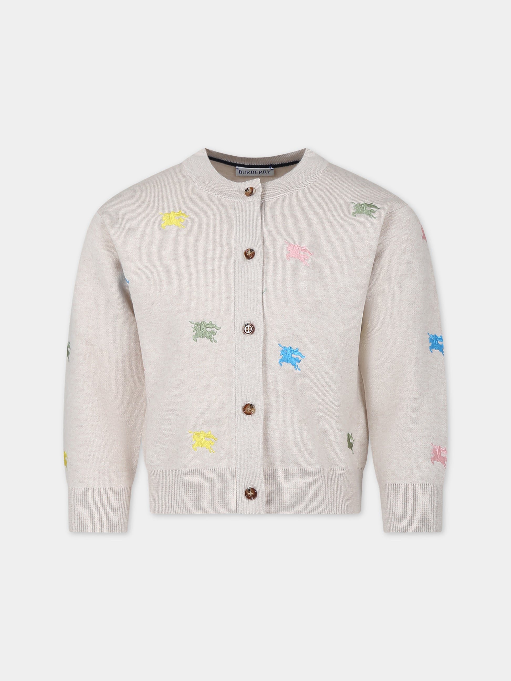 Cardigan avorio per bambina con cavaliere equestre,Burberry Kids,8081949 A4802