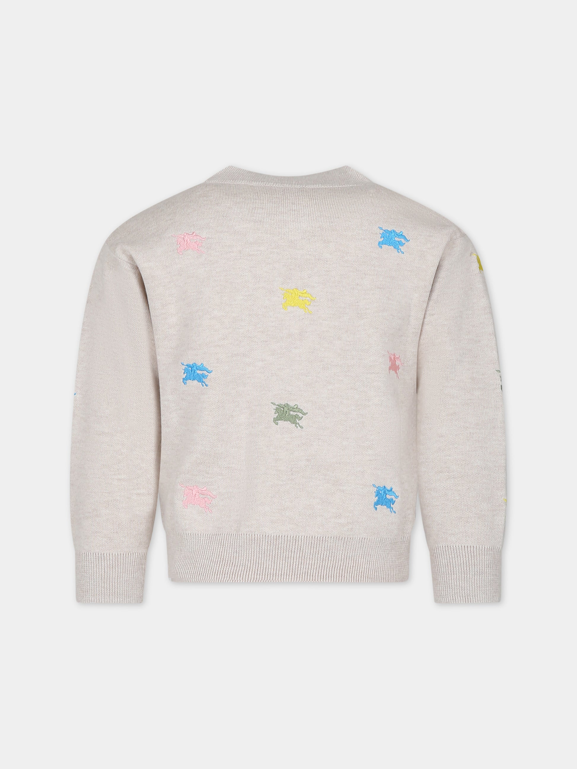 Cardigan avorio per bambina con cavaliere equestre,Burberry Kids,8081949 A4802