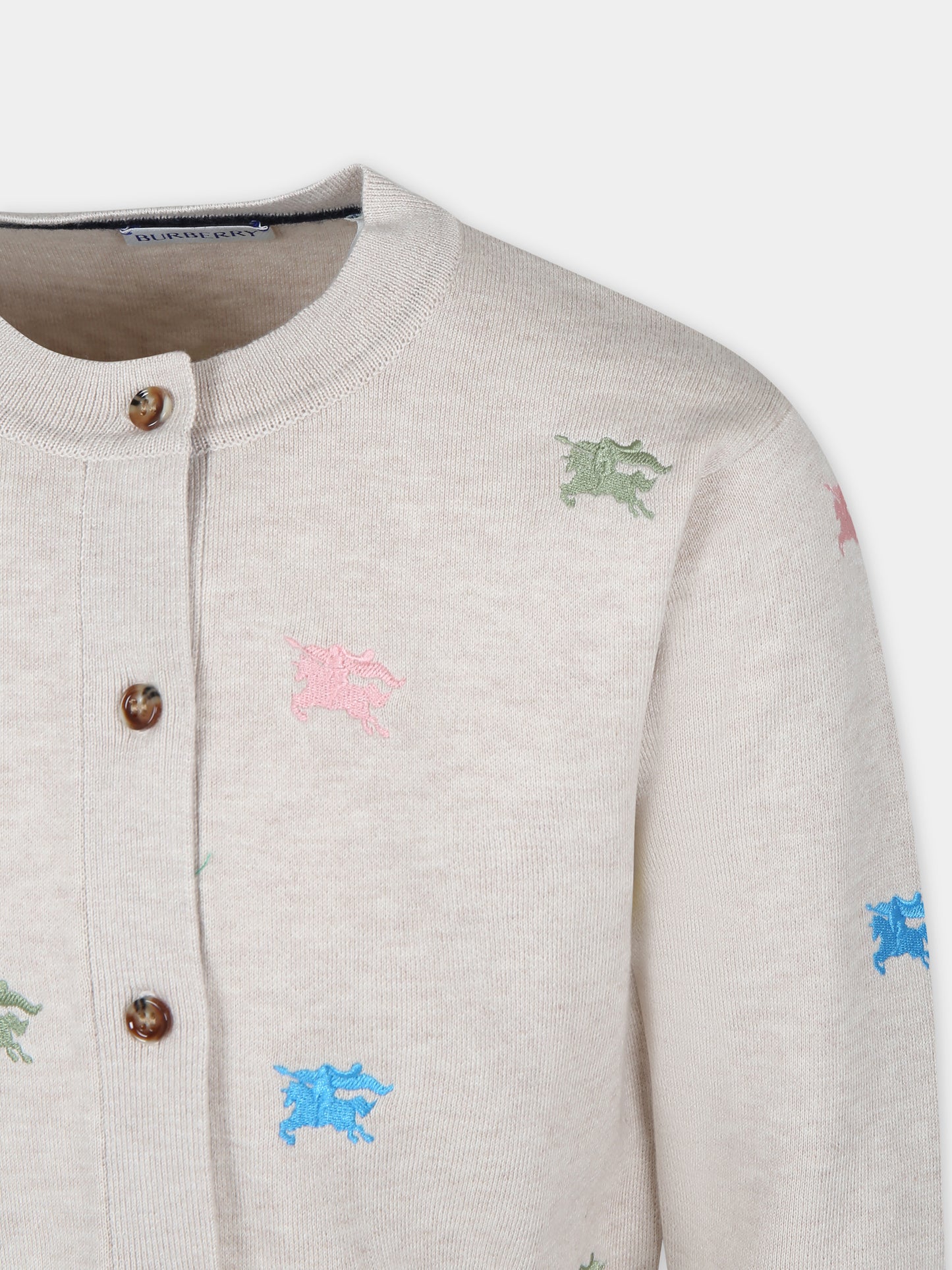 Cardigan avorio per bambina con cavaliere equestre,Burberry Kids,8081949 A4802