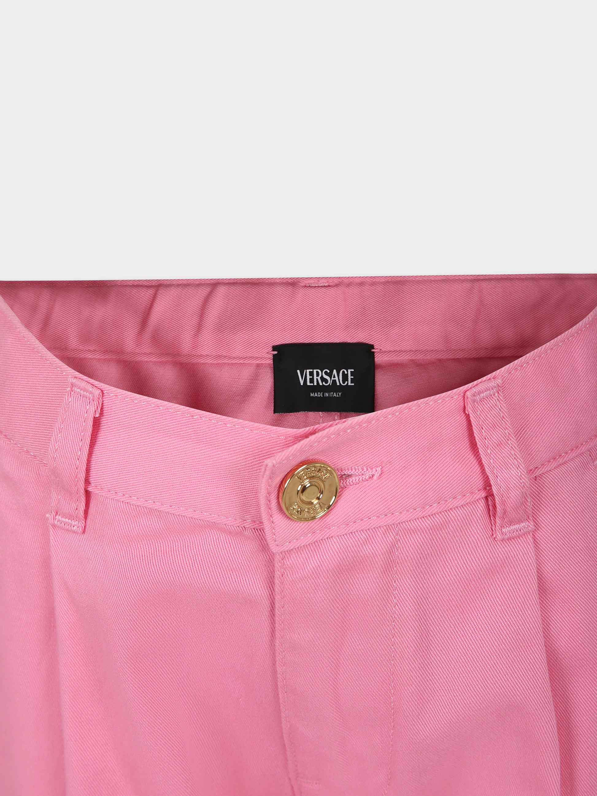 Pantaloni cargo rosa per bambina,Versace,1012694 1A09209 1P050