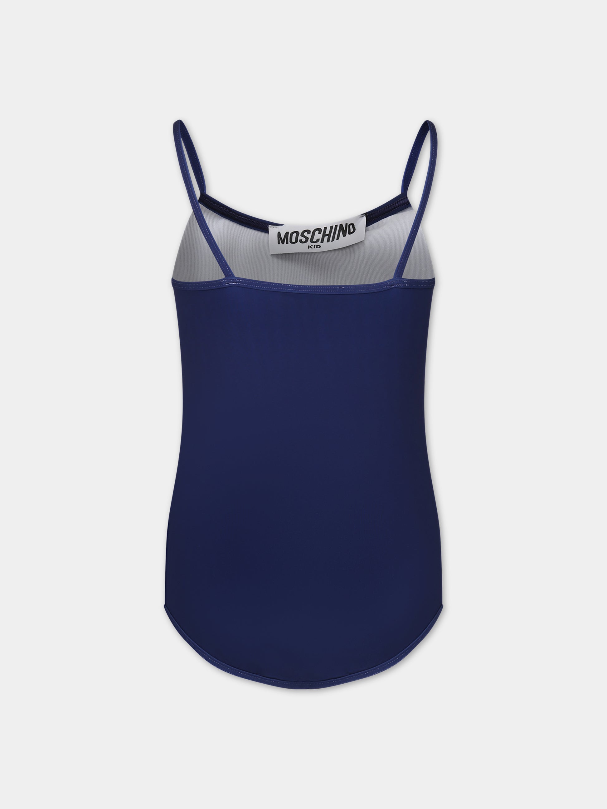 Costume blu per neonata con Teddy Bear e logo,Moschino Kids,HDL00N LKA00 40016