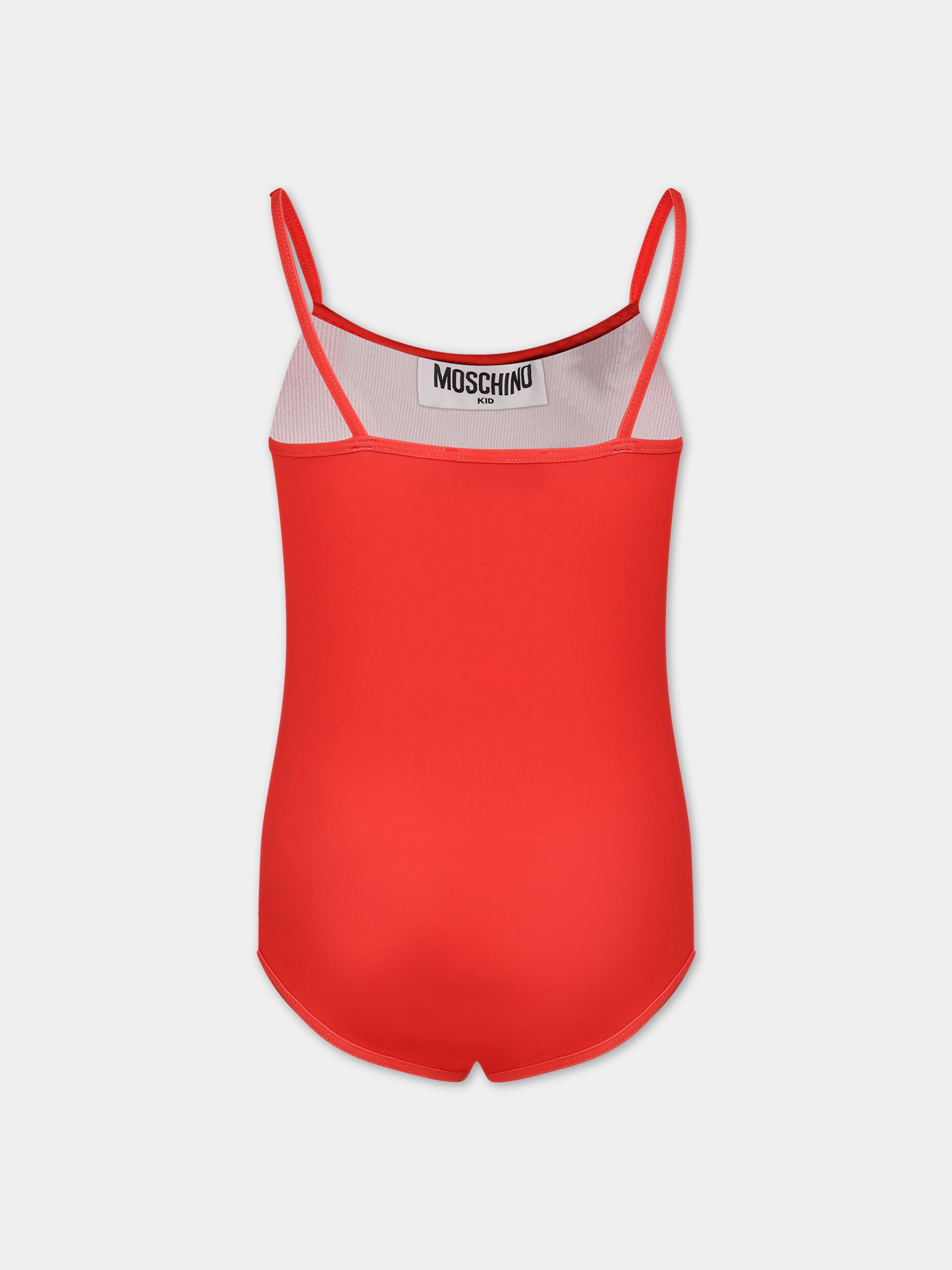 Costume rosso per neonata con Teddy Bear e logo,Moschino Kids,HDL00N LKA00 50109