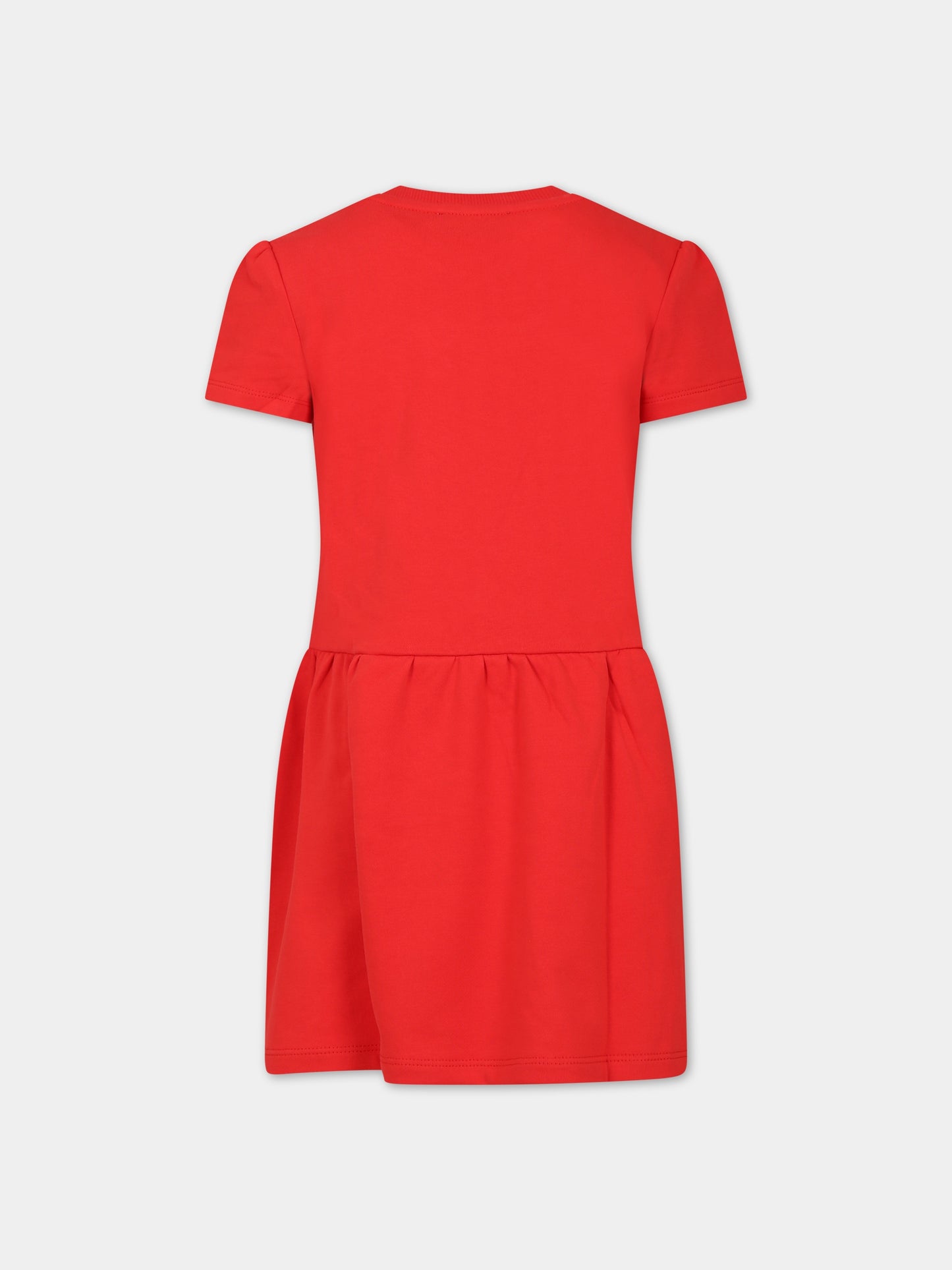 Vestito rosso per bambina con Teddy Bear e logo,Moschino Kids,HDV0CZ LCA32 50109