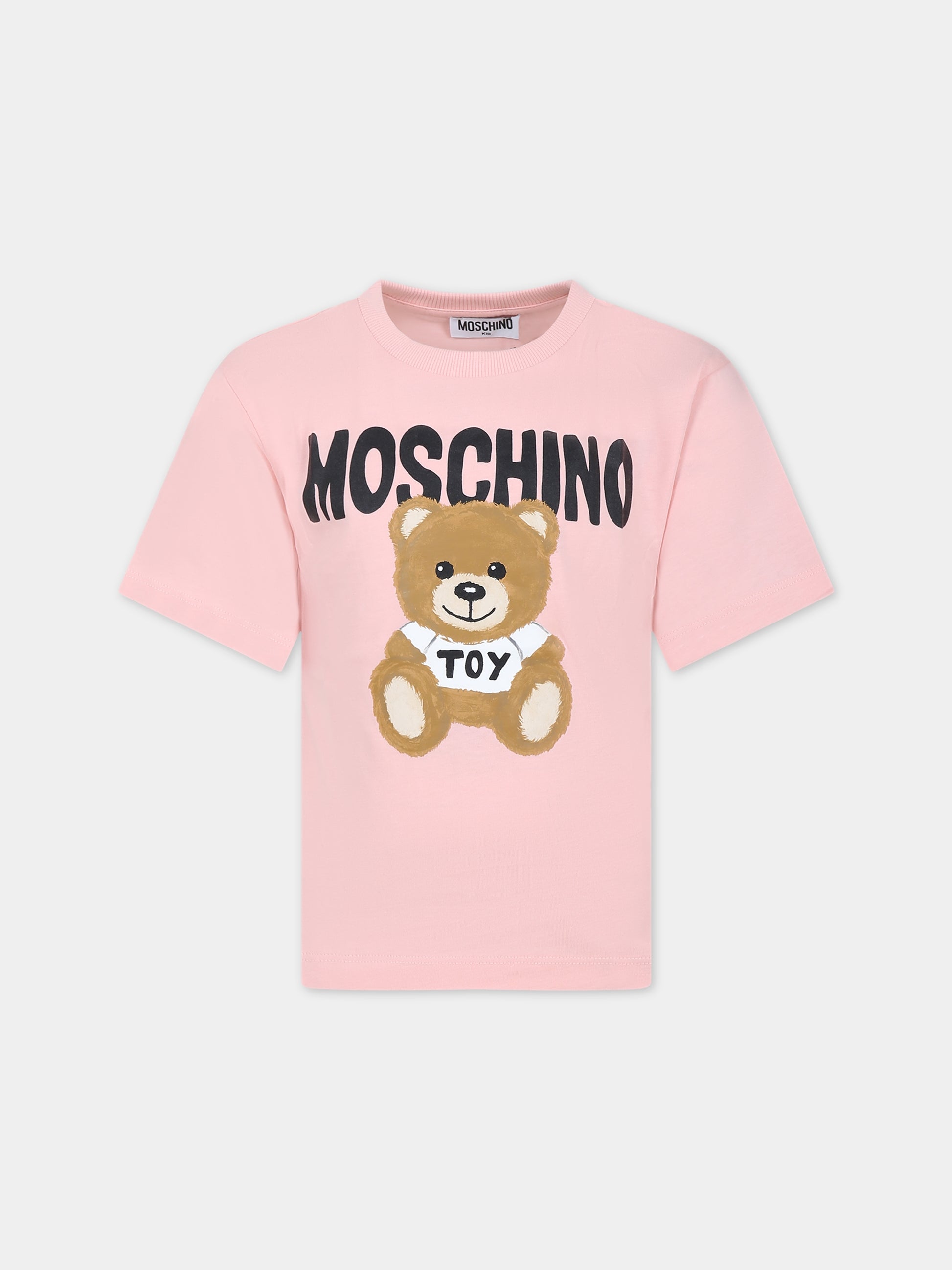 T-shirt rosa per bambina con Teddy Bear,Moschino Kids,HOM03R LAA23 50209