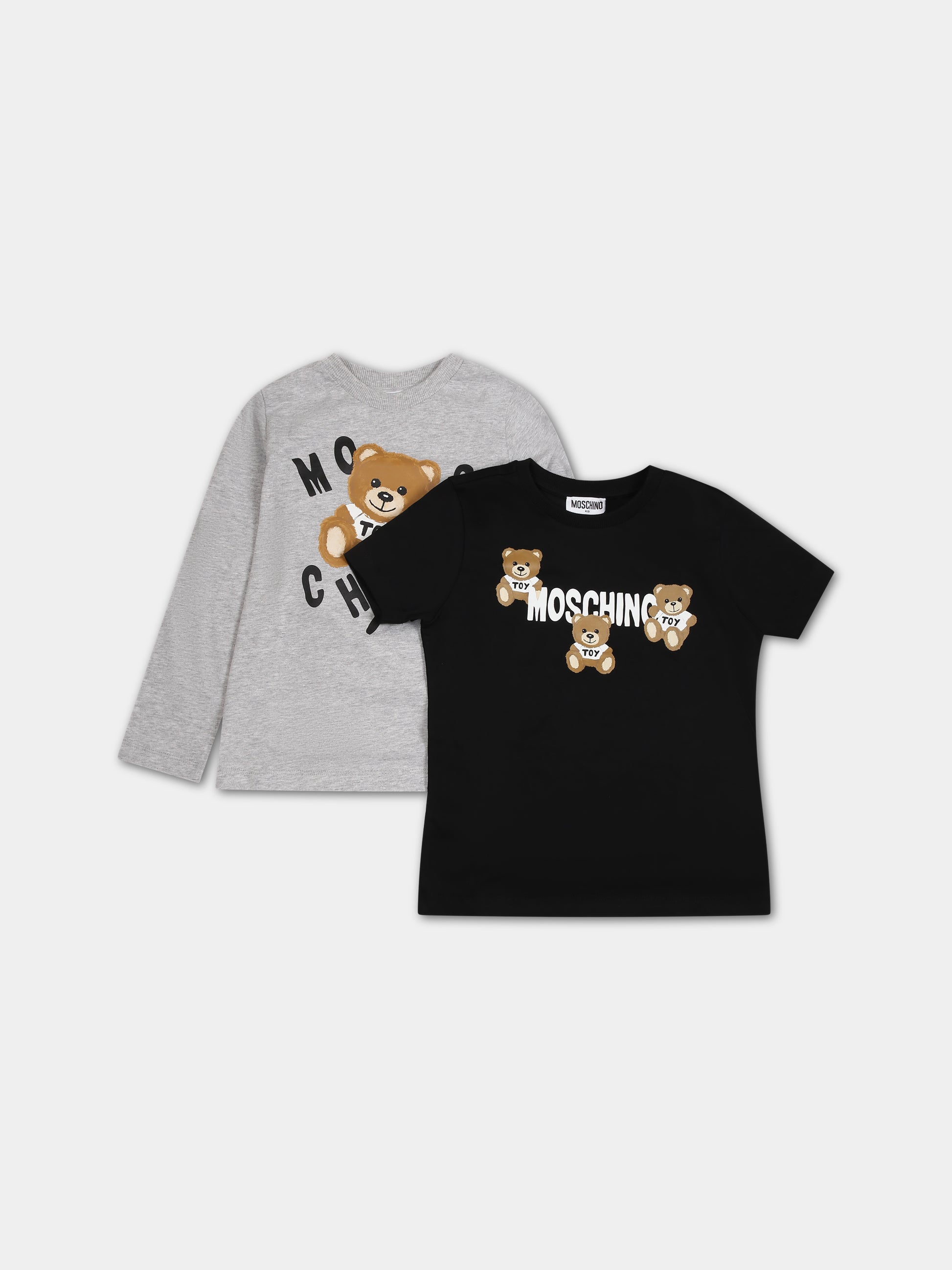 Set nero per bambini con Teddy Bears e logo,Moschino Kids,HPK024 LAA23 60100