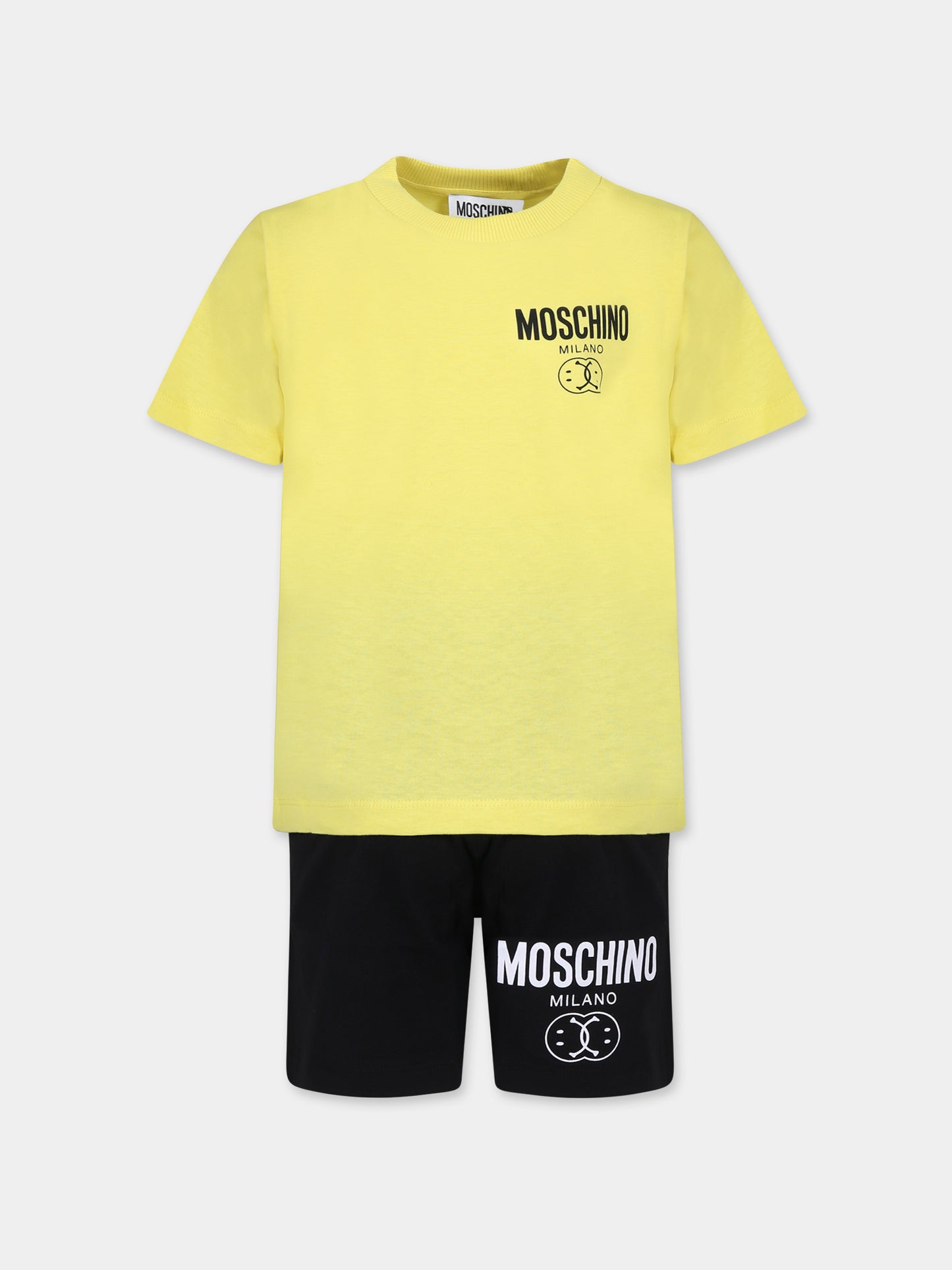 Completo nero per bambino con smile e logo,Moschino Kids,HUG00J LAA23 60100