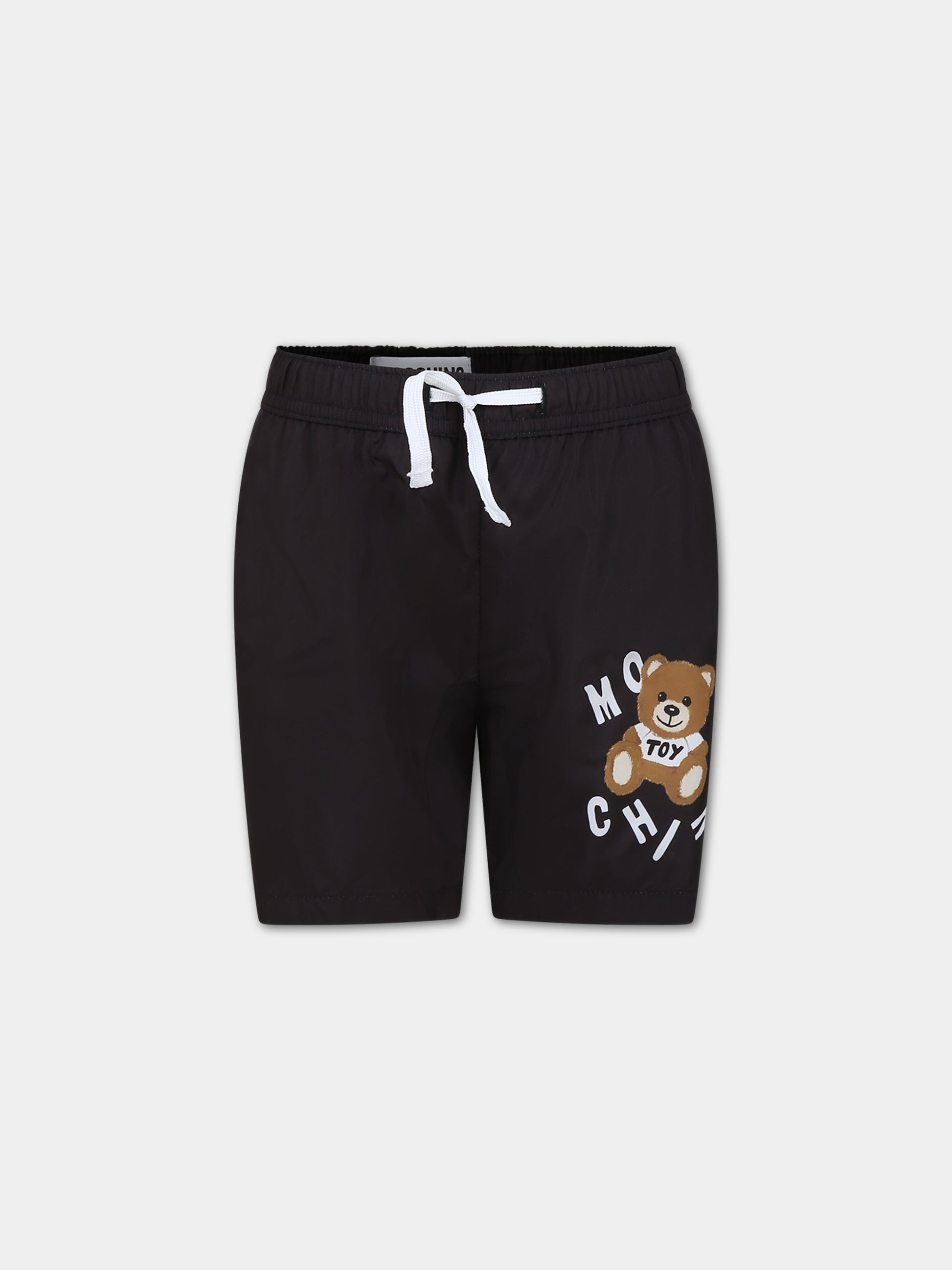 Boxer mare nero per bambino con Teddy Bear e logo,Moschino Kids,HUL01C LKA02 60100