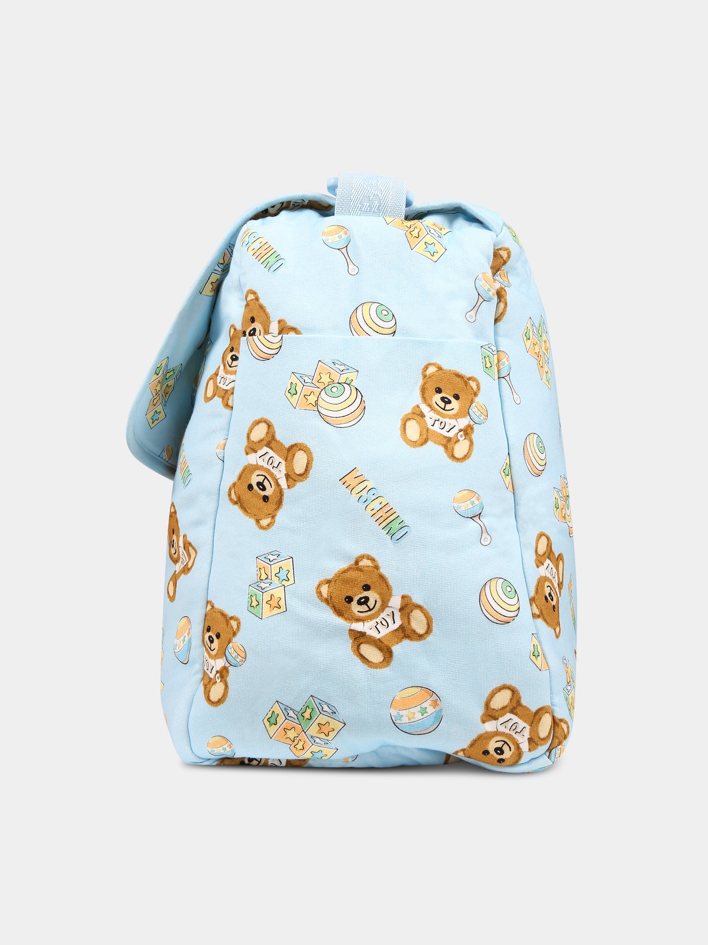 Borsa mamma celeste per neonato con Teddy Bears,Moschino Kids,MSX03D LCB34 84495