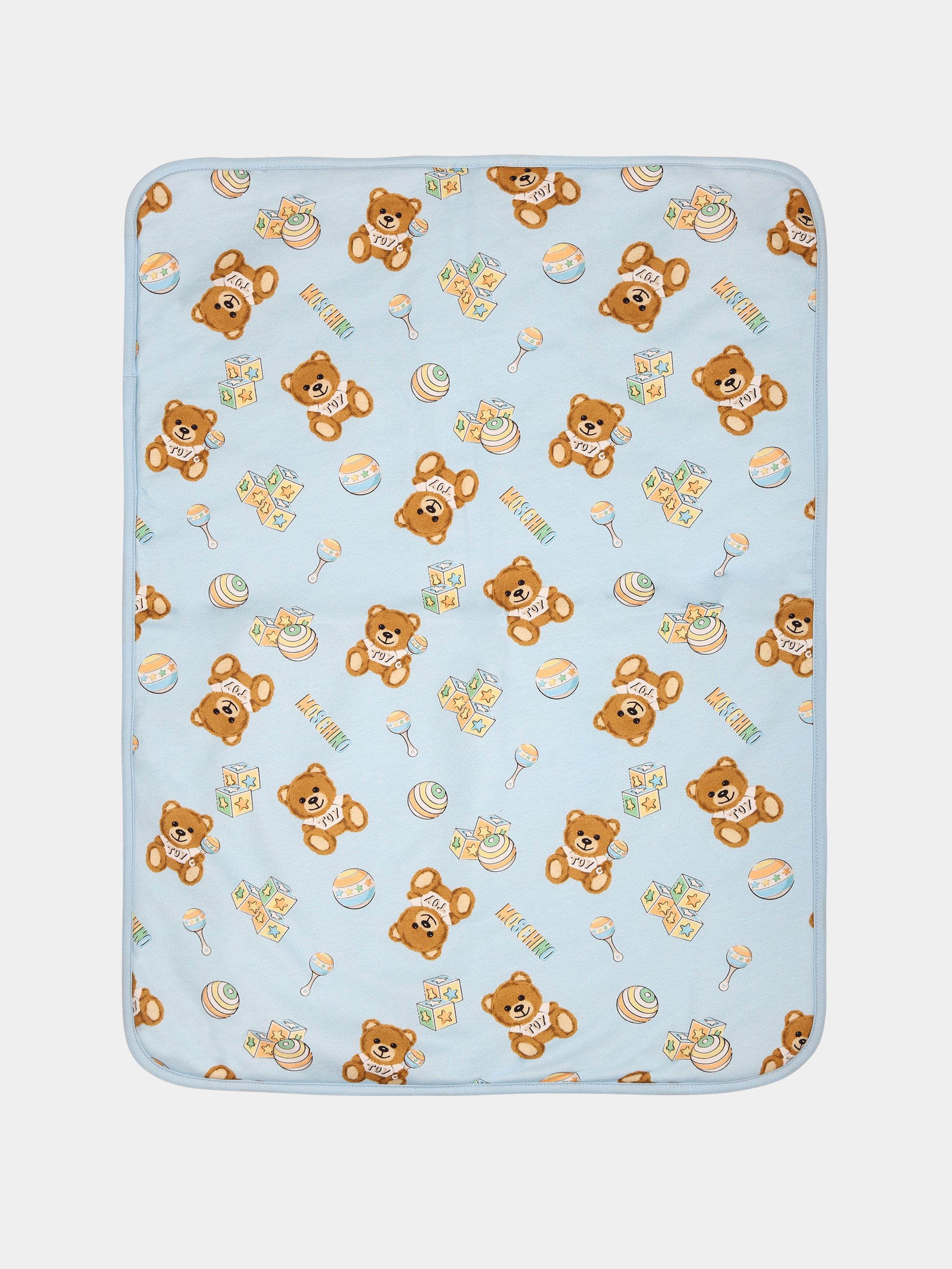 Borsa mamma celeste per neonato con Teddy Bears,Moschino Kids,MSX03D LCB34 84495
