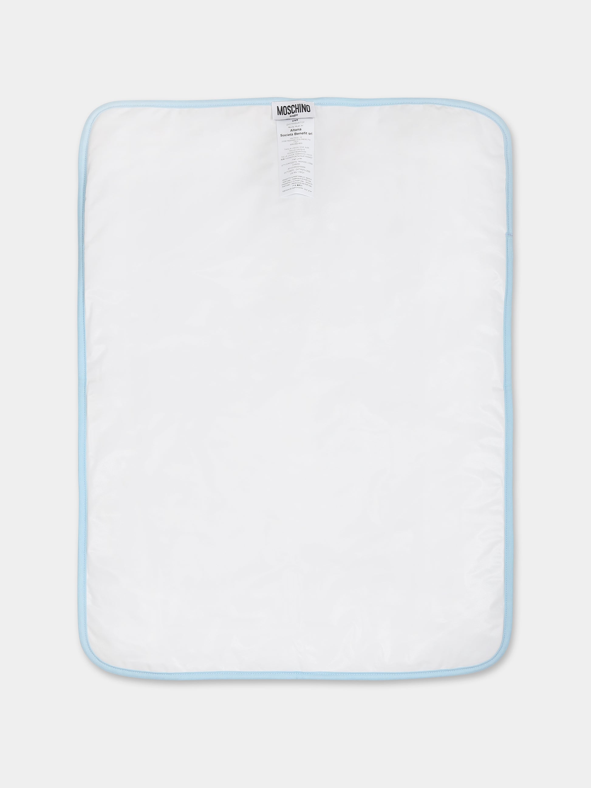 Borsa mamma celeste per neonato con Teddy Bears,Moschino Kids,MSX03D LCB34 84495