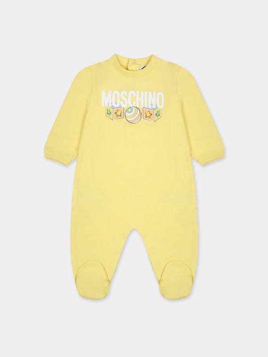 Tutina gialla per neonati con logo,Moschino Kids,MUT03C LCA19 50230