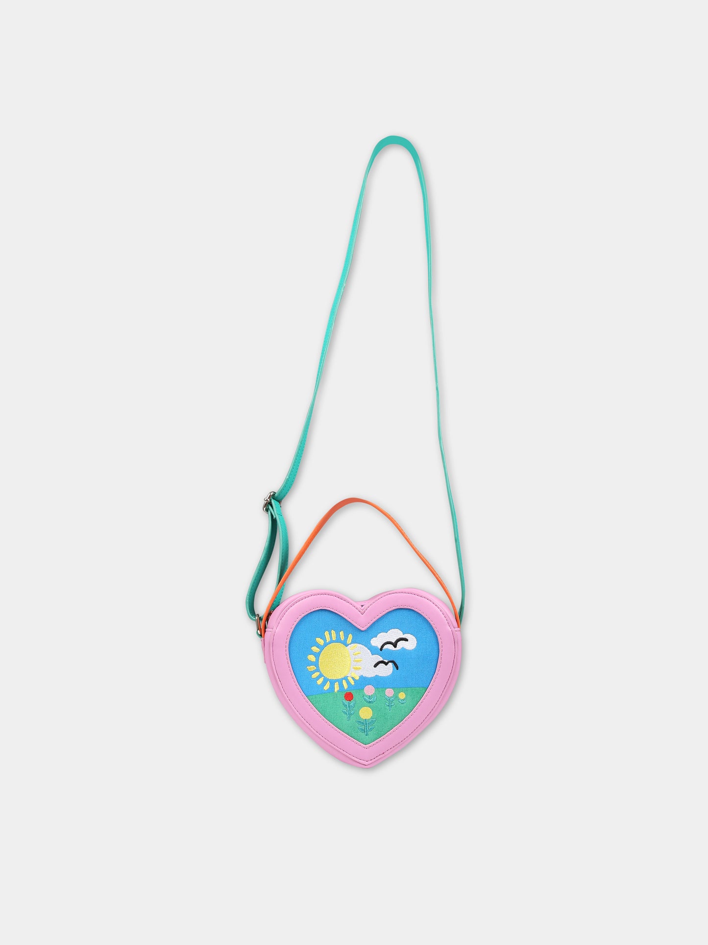 Borsa rosa per bambina con sole e fiori,Stella Mccartney Kids,TS0B28 Z0699 999