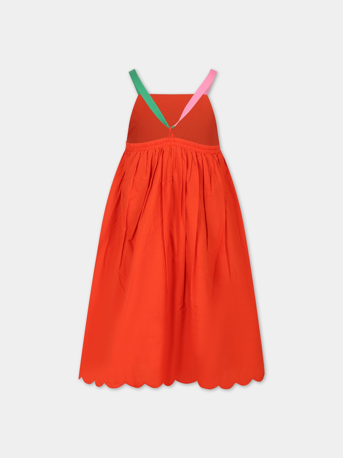 Vestito rosso per bambina con pappagalli,Stella Mccartney Kids,TS1D72 Z0142 412