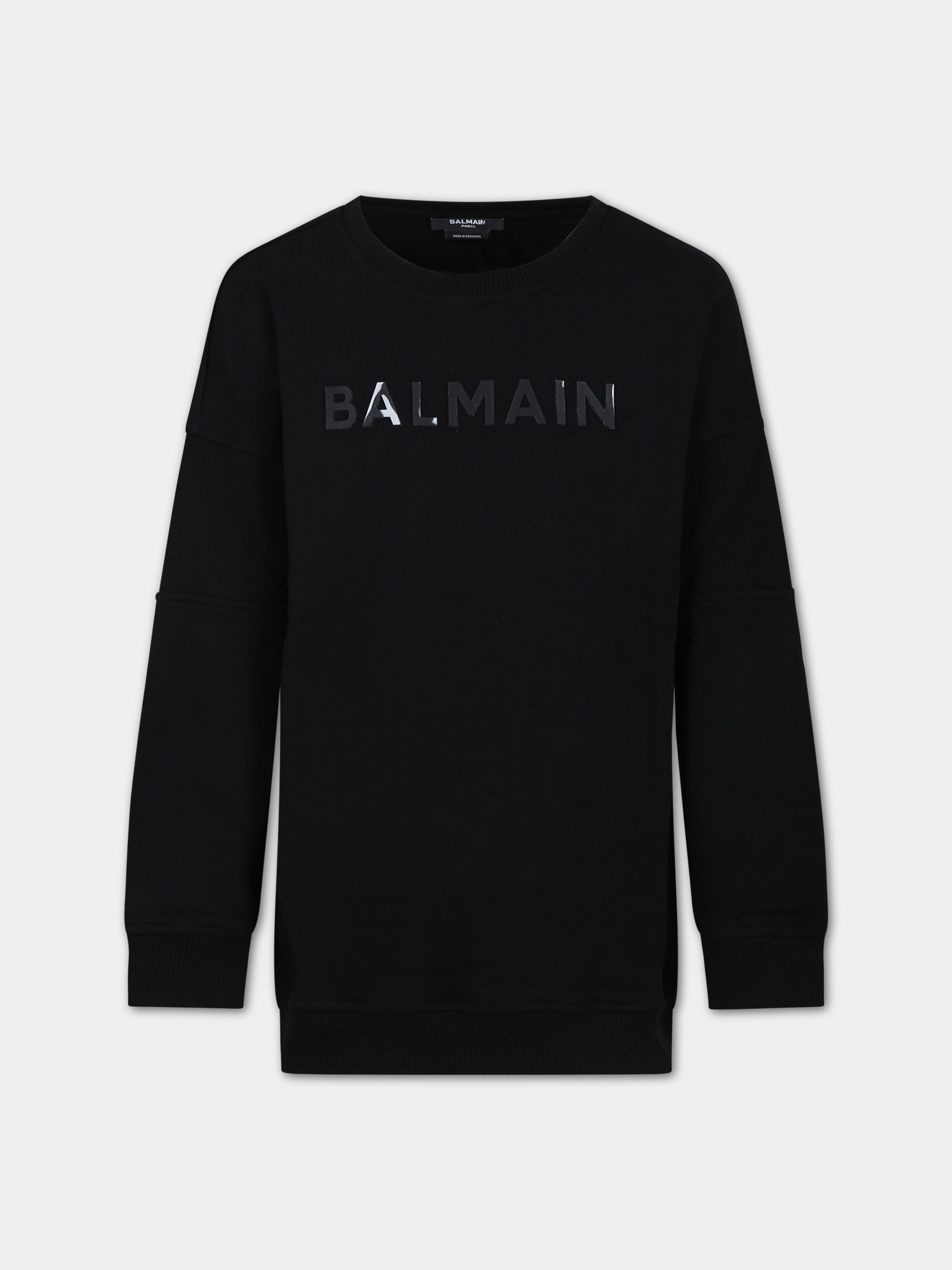 Vestito nero per bambina con logo,Balmain Kids,BS4Q20 Z0081 930NE