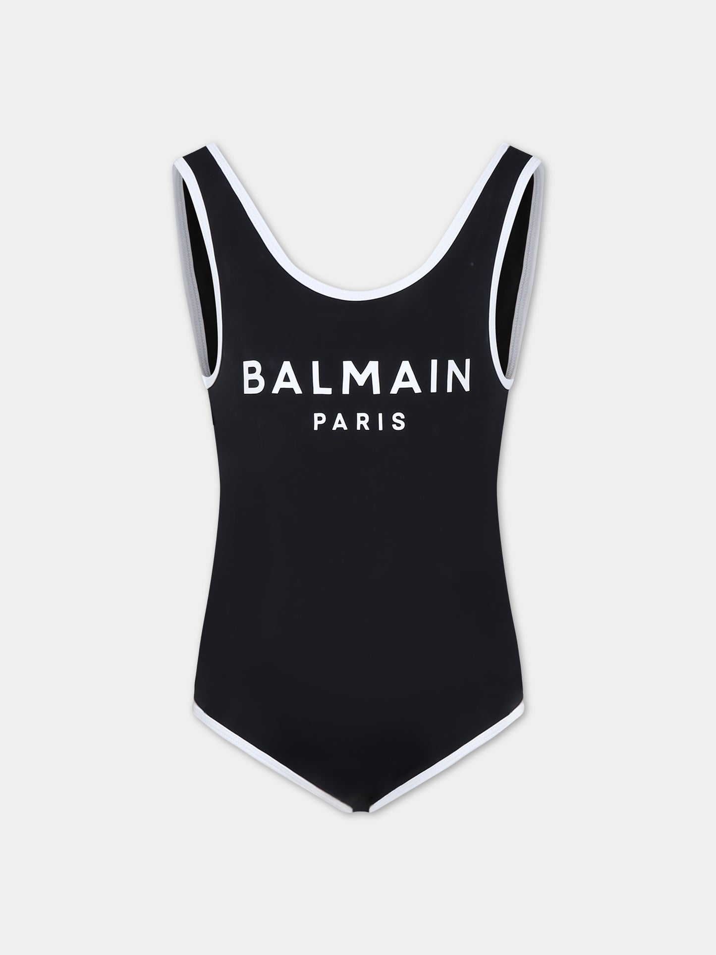 Costume nero per bambina con logo,Balmain Kids,BSCA89 Z1172 930BC