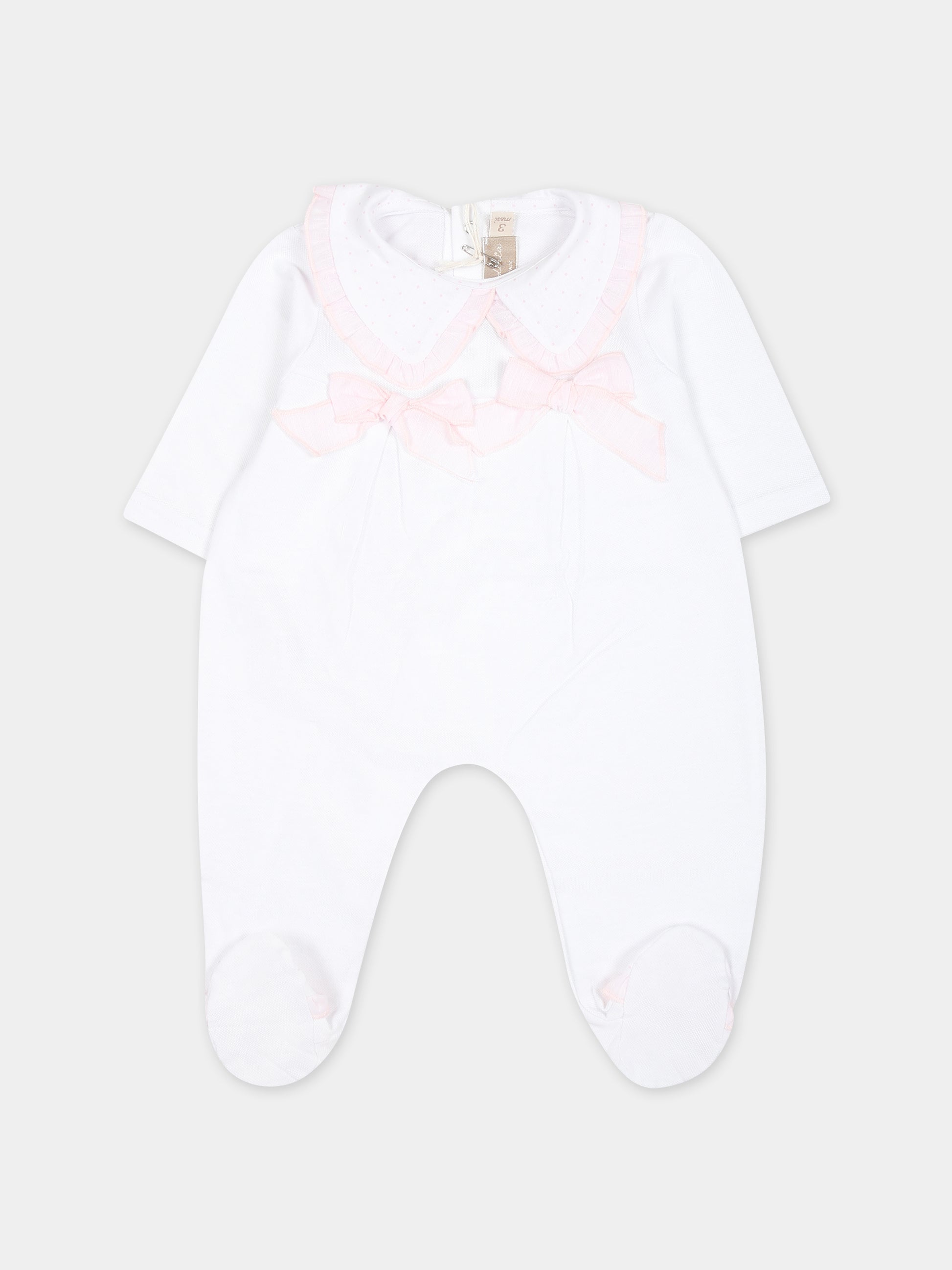 Tutina bianca per neonata con fiocchi,La Stupenderia,TBTT52N01