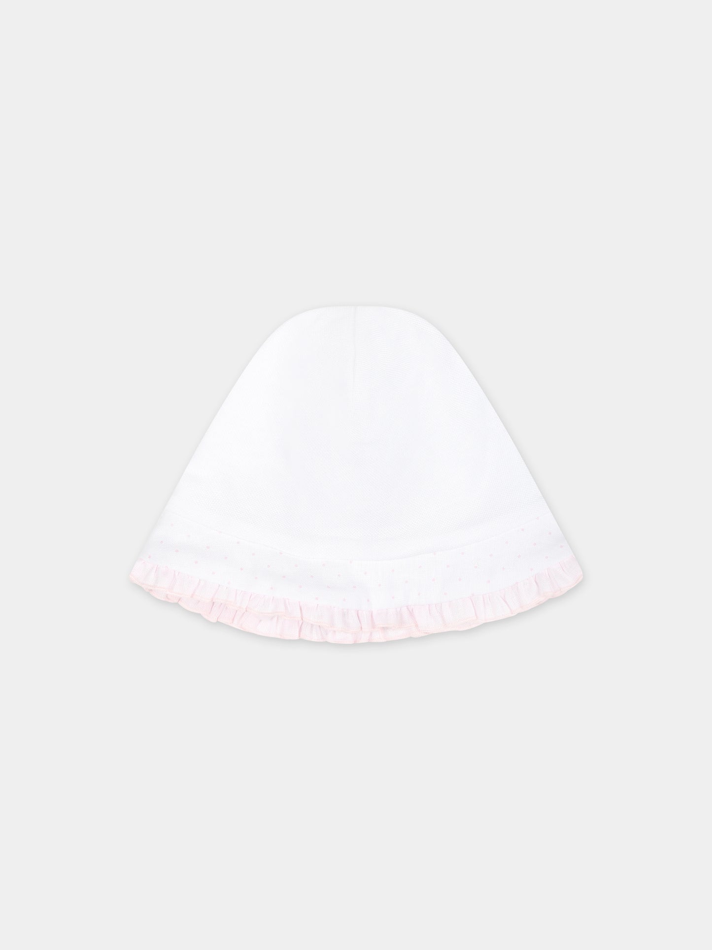 Cappello bianco per neonata con pois,La Stupenderia,TBCP52N01