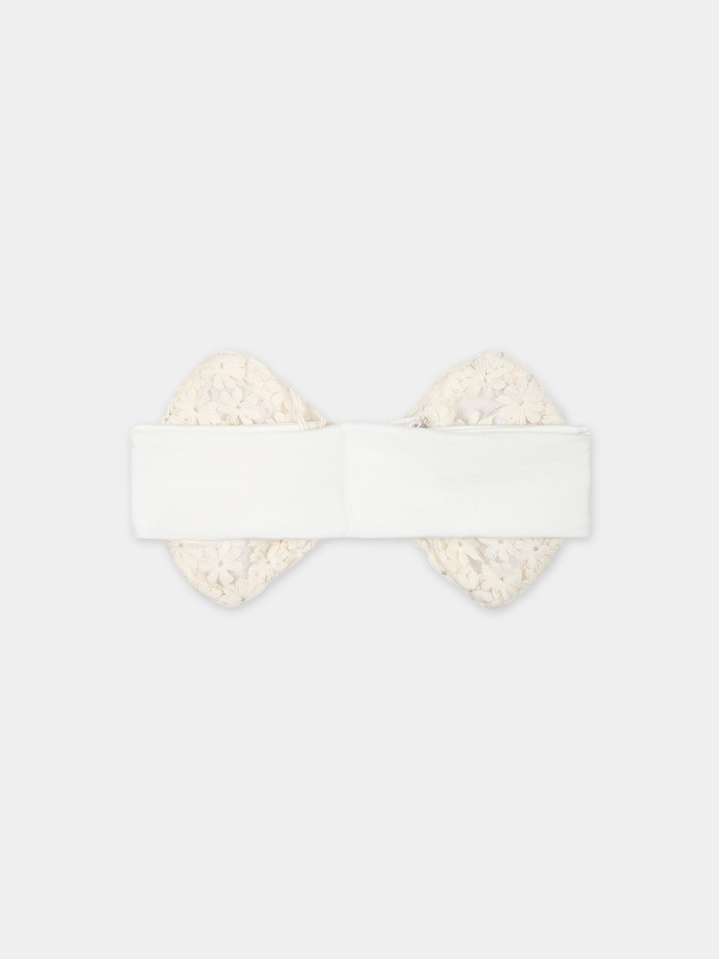 Fascia bianca per neonata con fiori,La Stupenderia,ABFA52X60