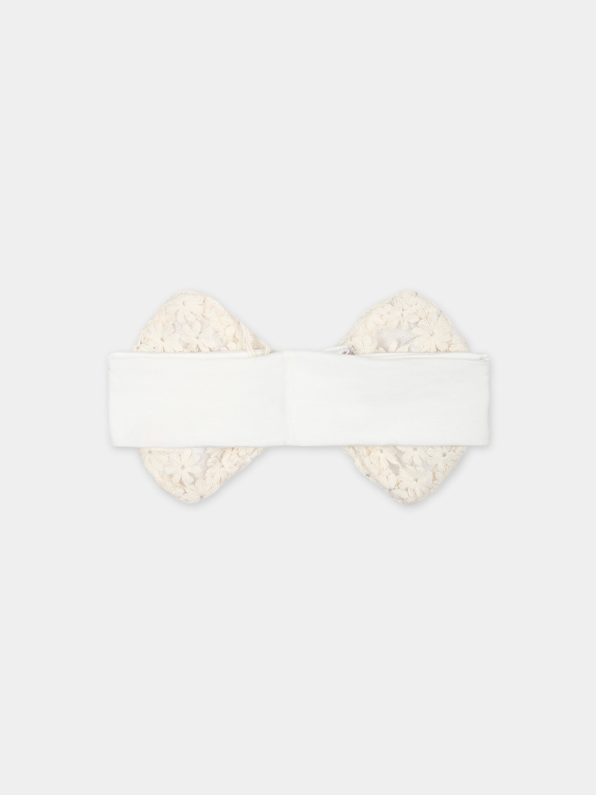 Fascia bianca per neonata con fiori,La Stupenderia,ABFA52X60