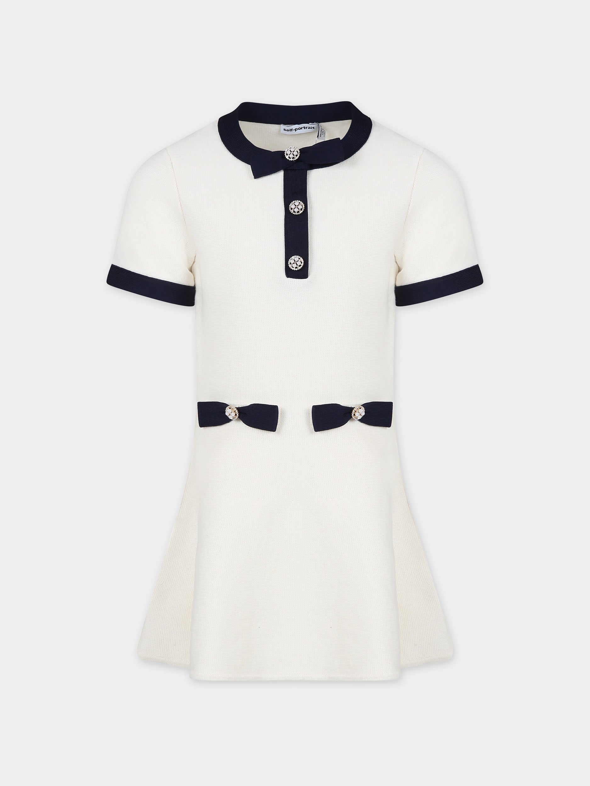 Vestito elegante avorio in maglia per bambina,Self-portrait,RS24 737S C