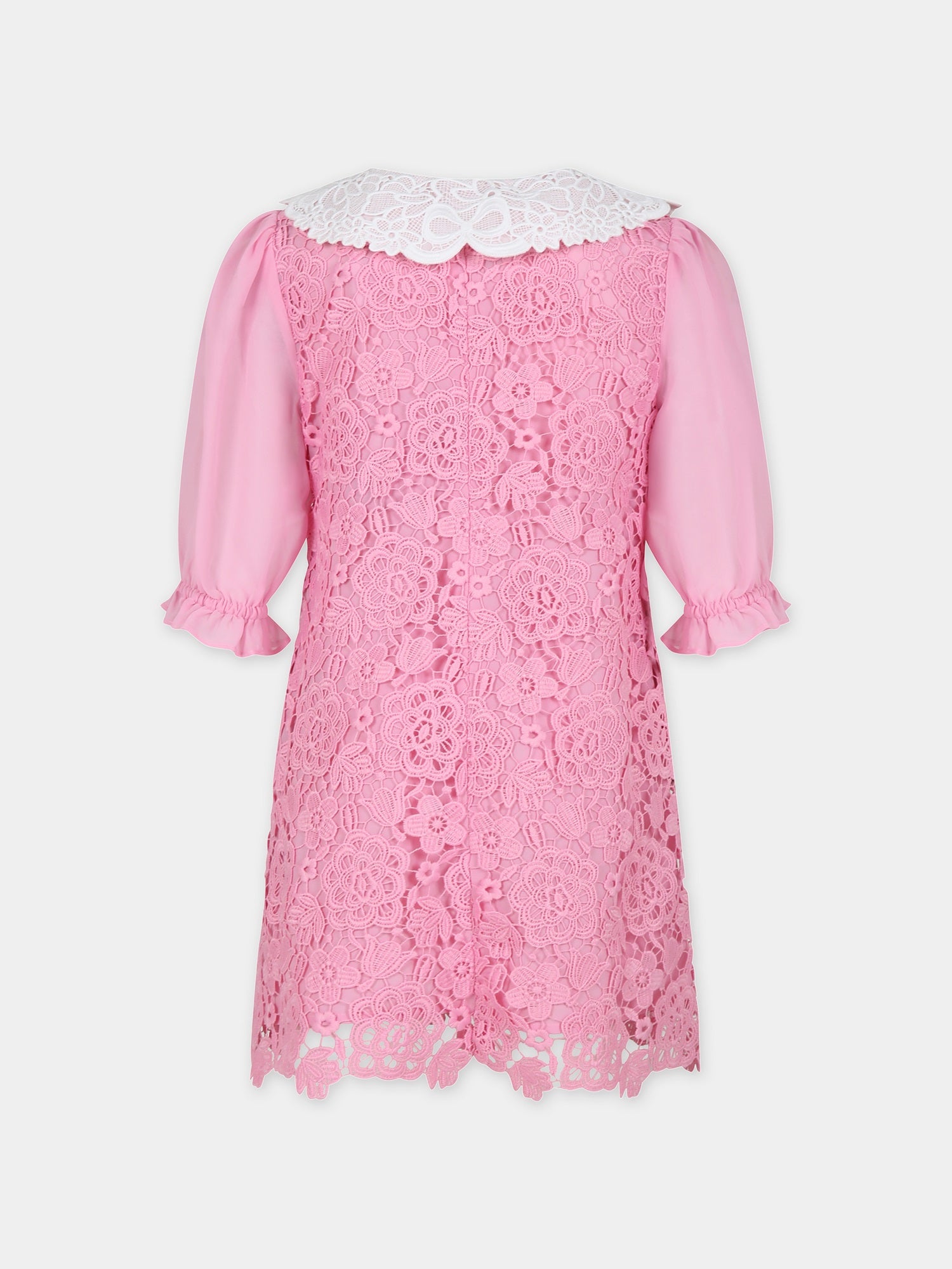 Vestito elegante rosa per bambina in pizzo macramé,Self-portrait,RS24 732S P