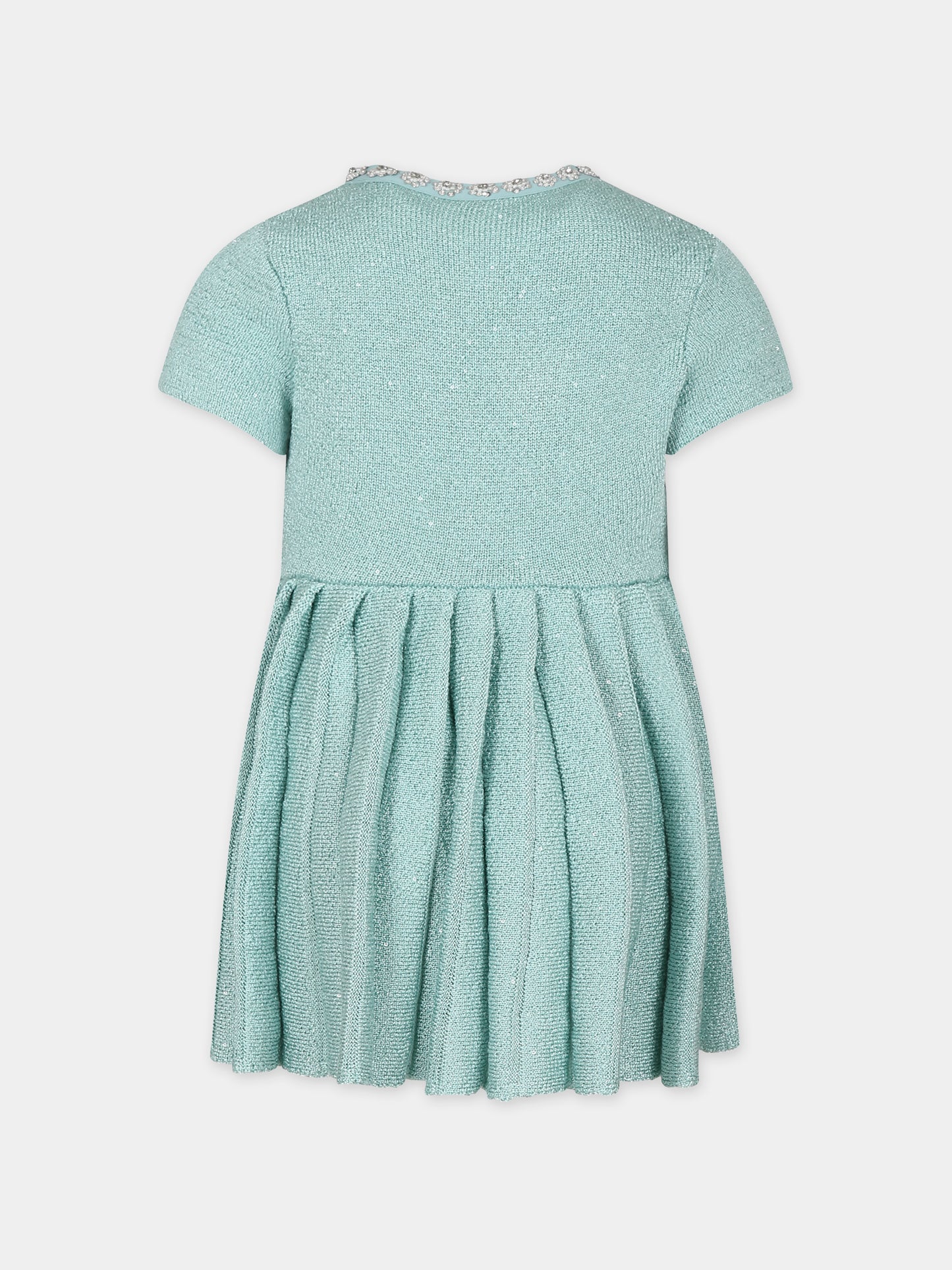 Vestito elegante in maglia verde per bambina,Self-portrait,RS24 733S G