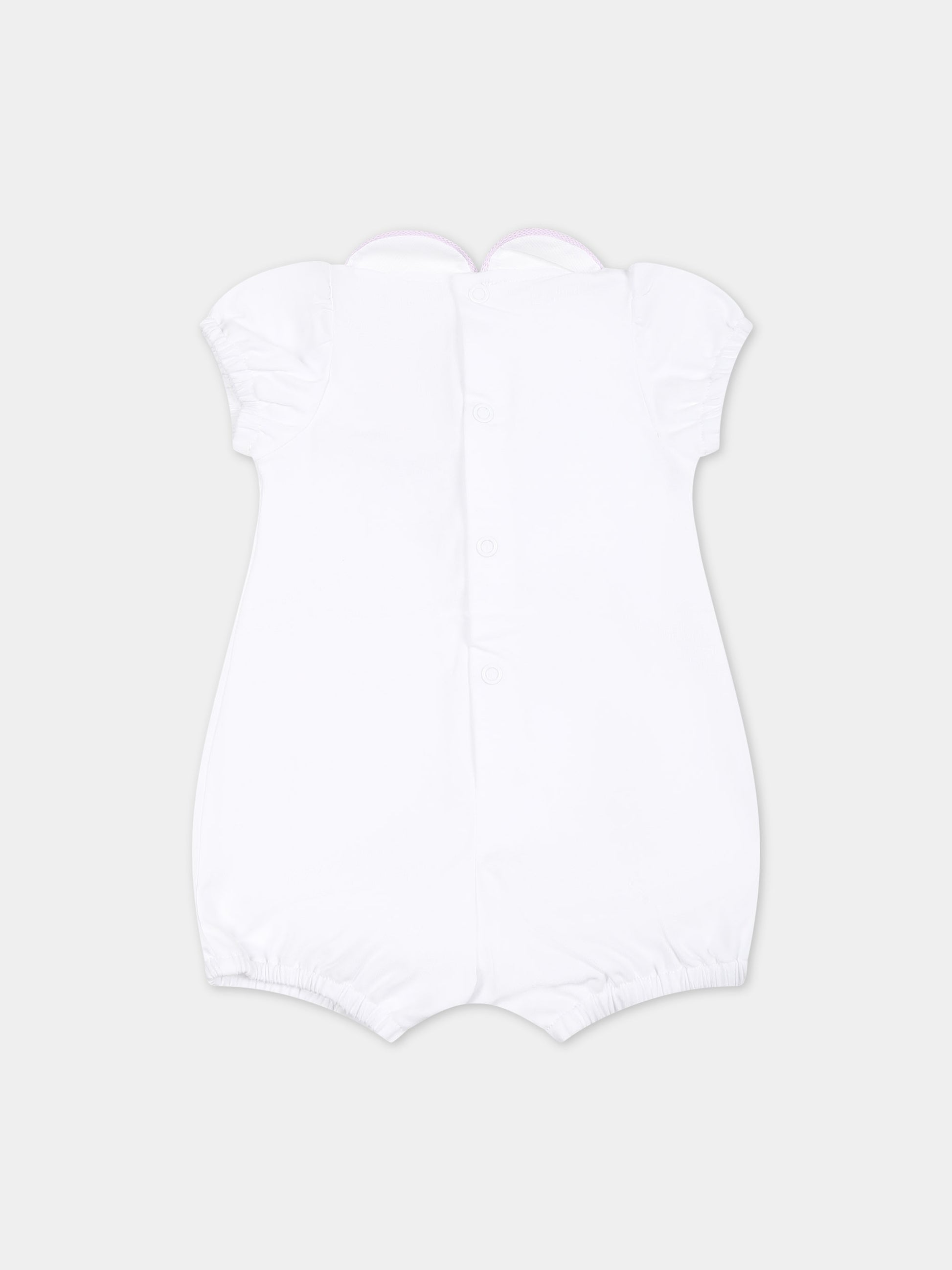 Pagliaccetto bianco per neonata con fiocco,Little Bear,8055 BIANCO/GLICINE