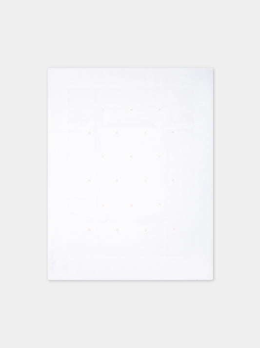 Coperta bianca per neonata con pois rosa,Little Bear,8102 BIANCO/CIPRIA