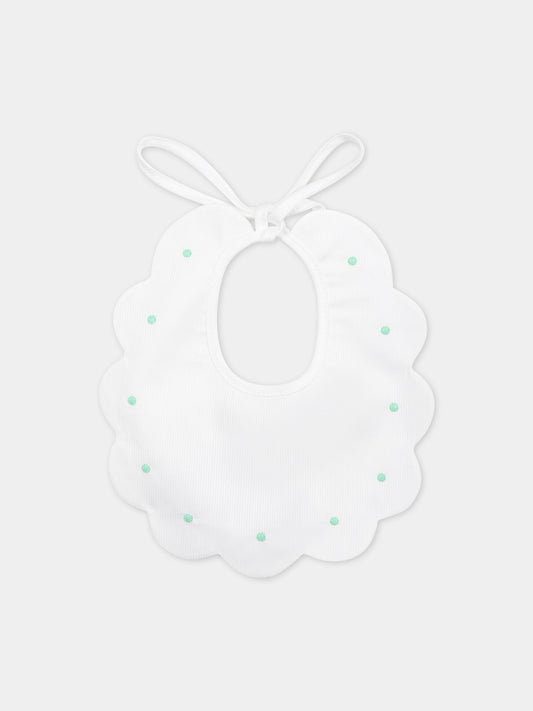 Bavaglino bianco per neonati con pois,Little Bear,2042 BIANCO/MENTA