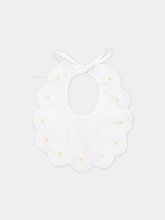 Bavaglino bianco per neonati con pois,Little Bear,2042 BIANCO/GIALLO