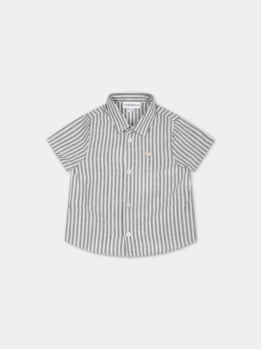 Camicia grigia per neonato con aquilotto,Emporio Armani,3DHCJF 4N8KZ F147