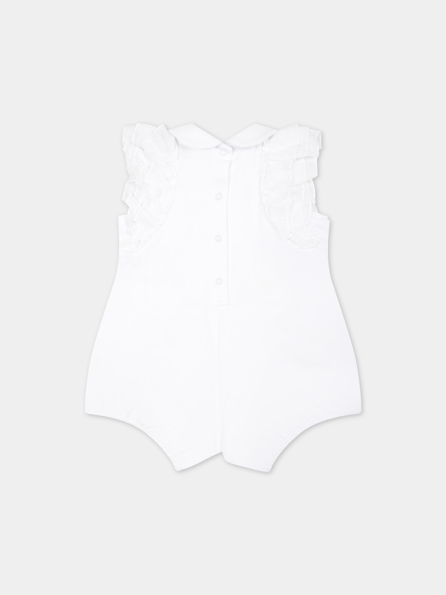 Pagliaccetto bianco per neonata con stampa margherite,Monnalisa,35C214 3000 0099