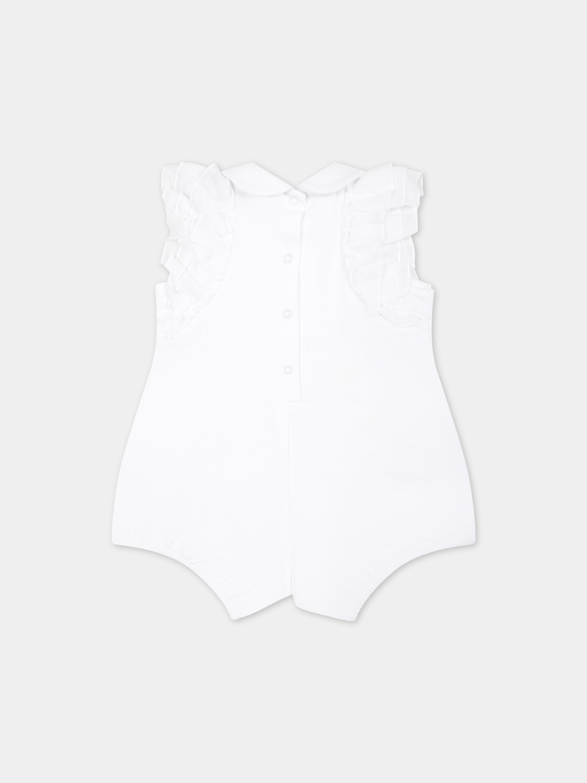 Pagliaccetto bianco per neonata con stampa margherite,Monnalisa,35C214 3000 0099