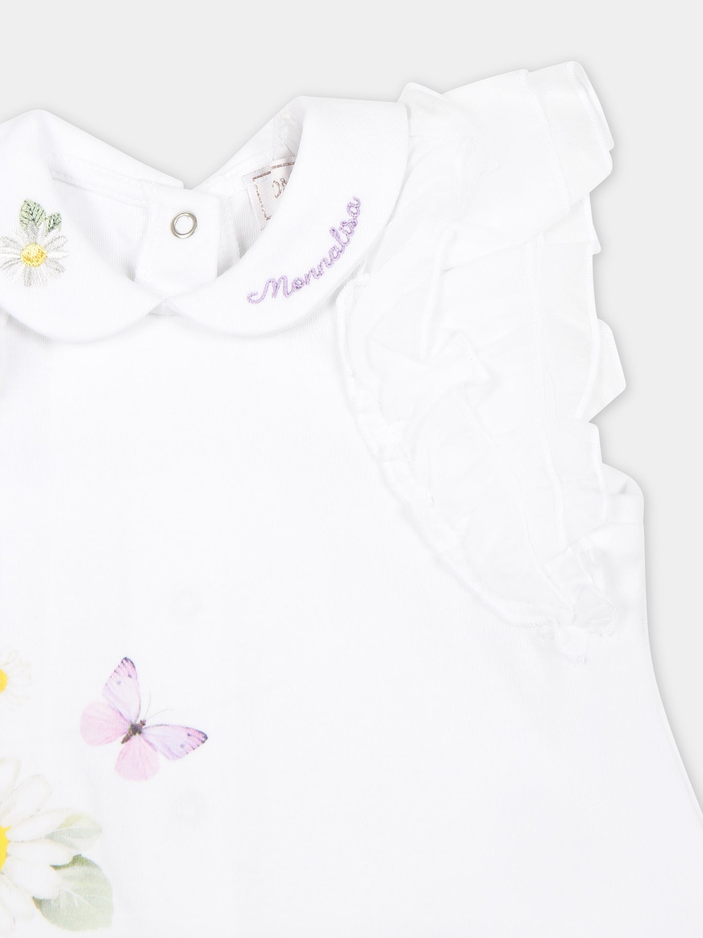 Pagliaccetto bianco per neonata con stampa margherite,Monnalisa,35C214 3000 0099