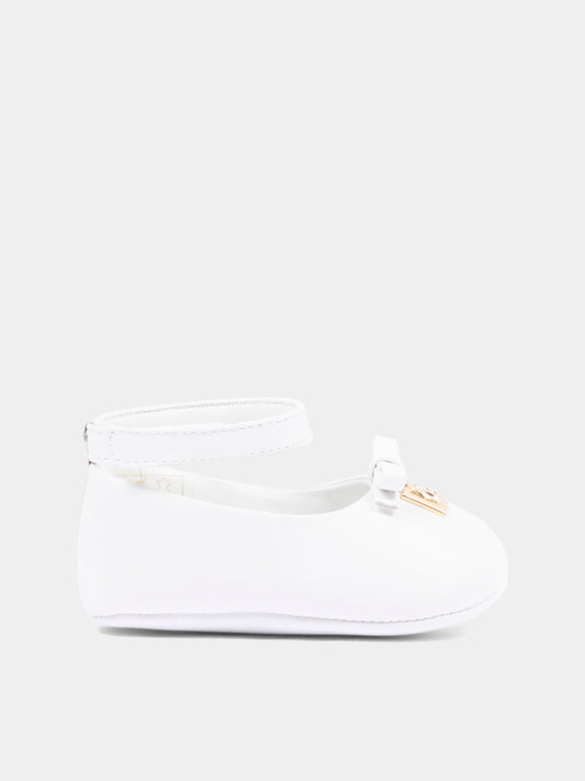 Ballerine bianche per neonata con logo,Dolce & Gabbana Kids,DK0065 AB793 80001