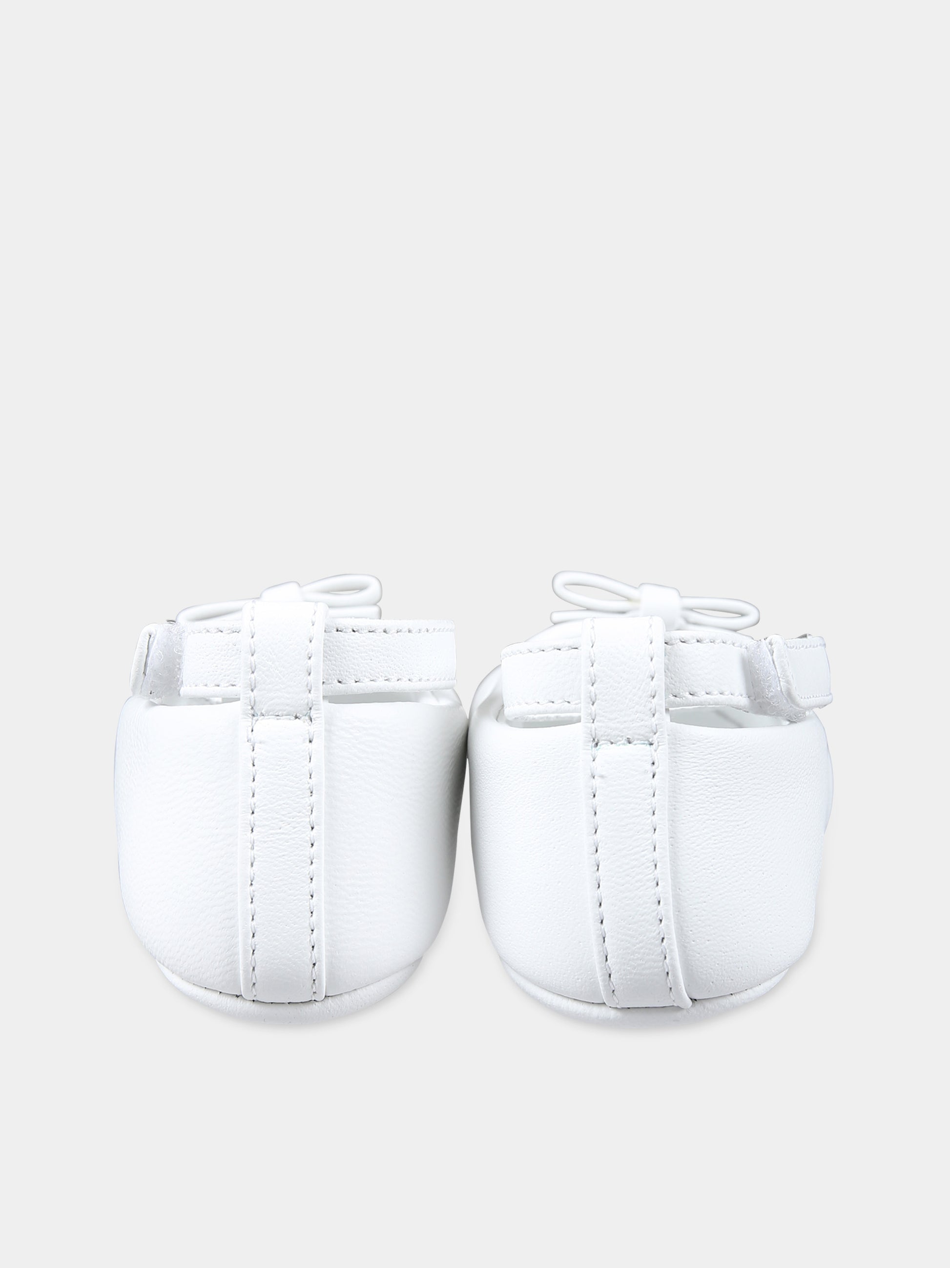 Ballerine bianche per neonata con logo,Dolce & Gabbana Kids,DK0065 AB793 80001