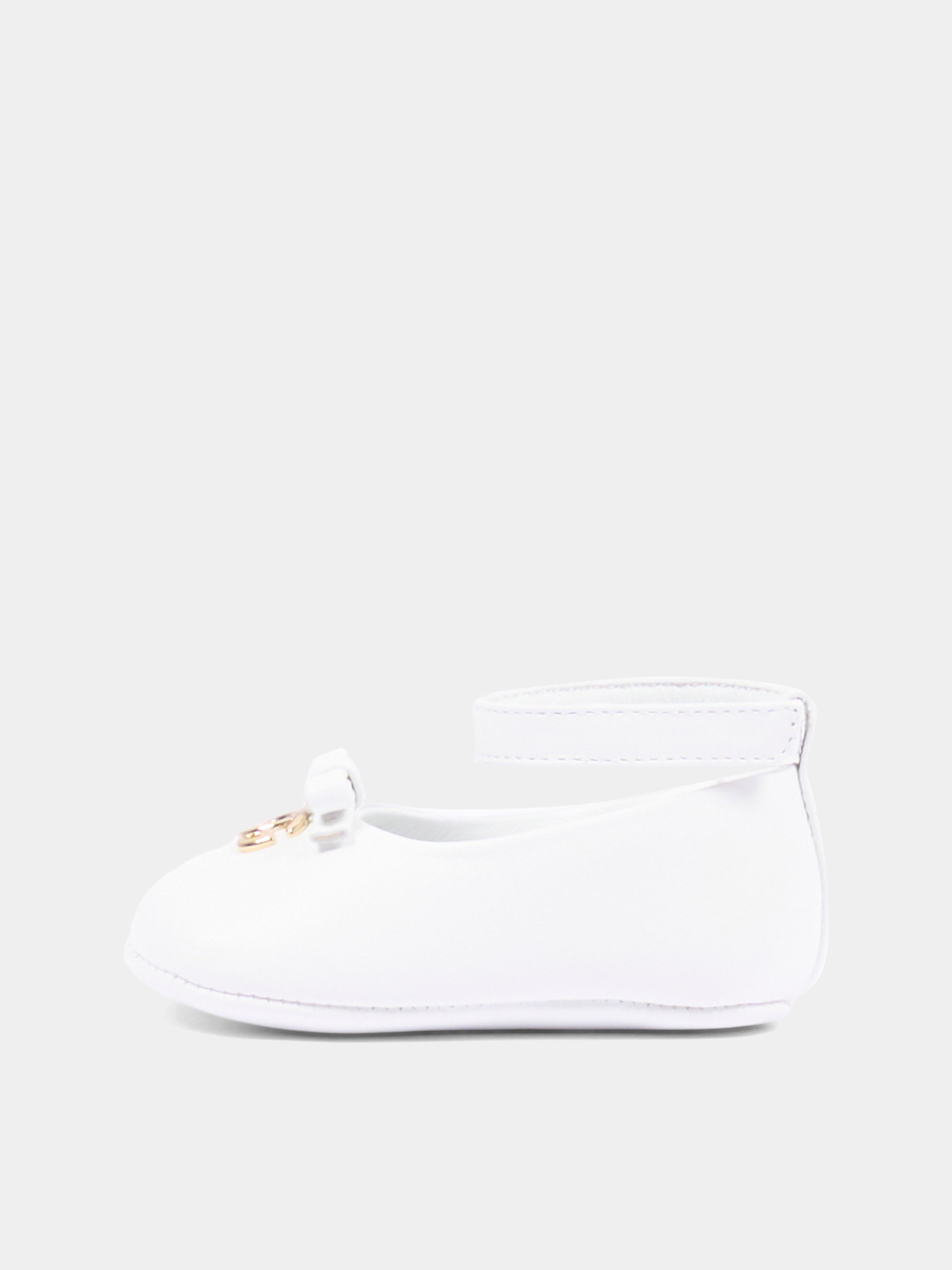 Ballerine bianche per neonata con logo,Dolce & Gabbana Kids,DK0065 AB793 80001