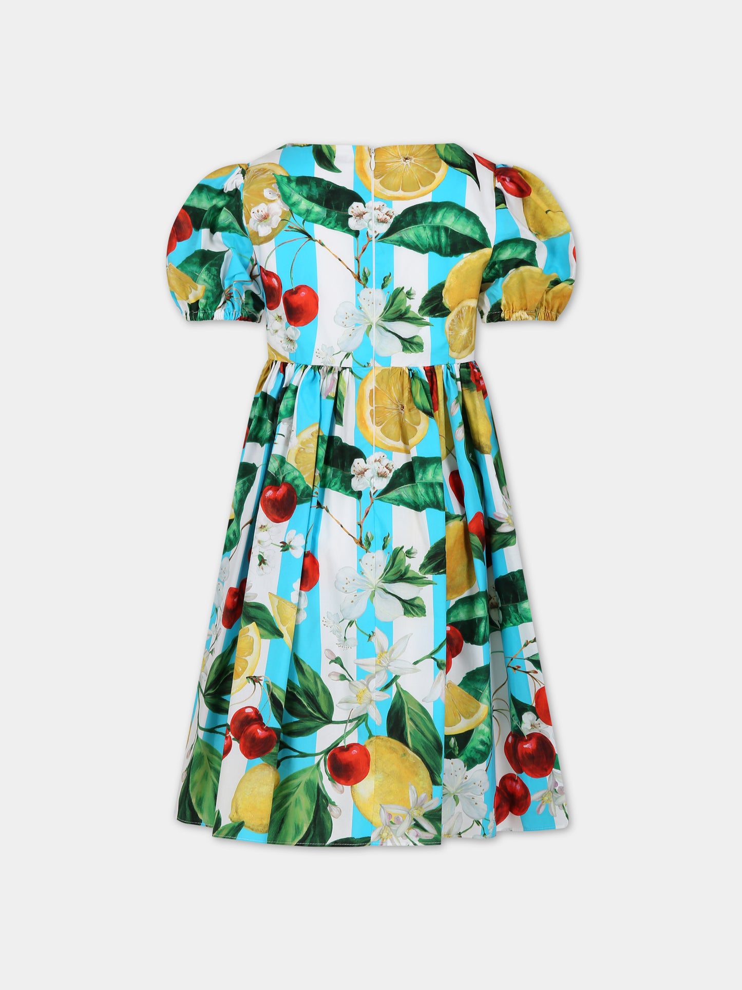 Vestito multicolor per bambina con fiori e frutti all-over,Dolce & Gabbana Kids,L52DY6 HS5Q6 HD5AL